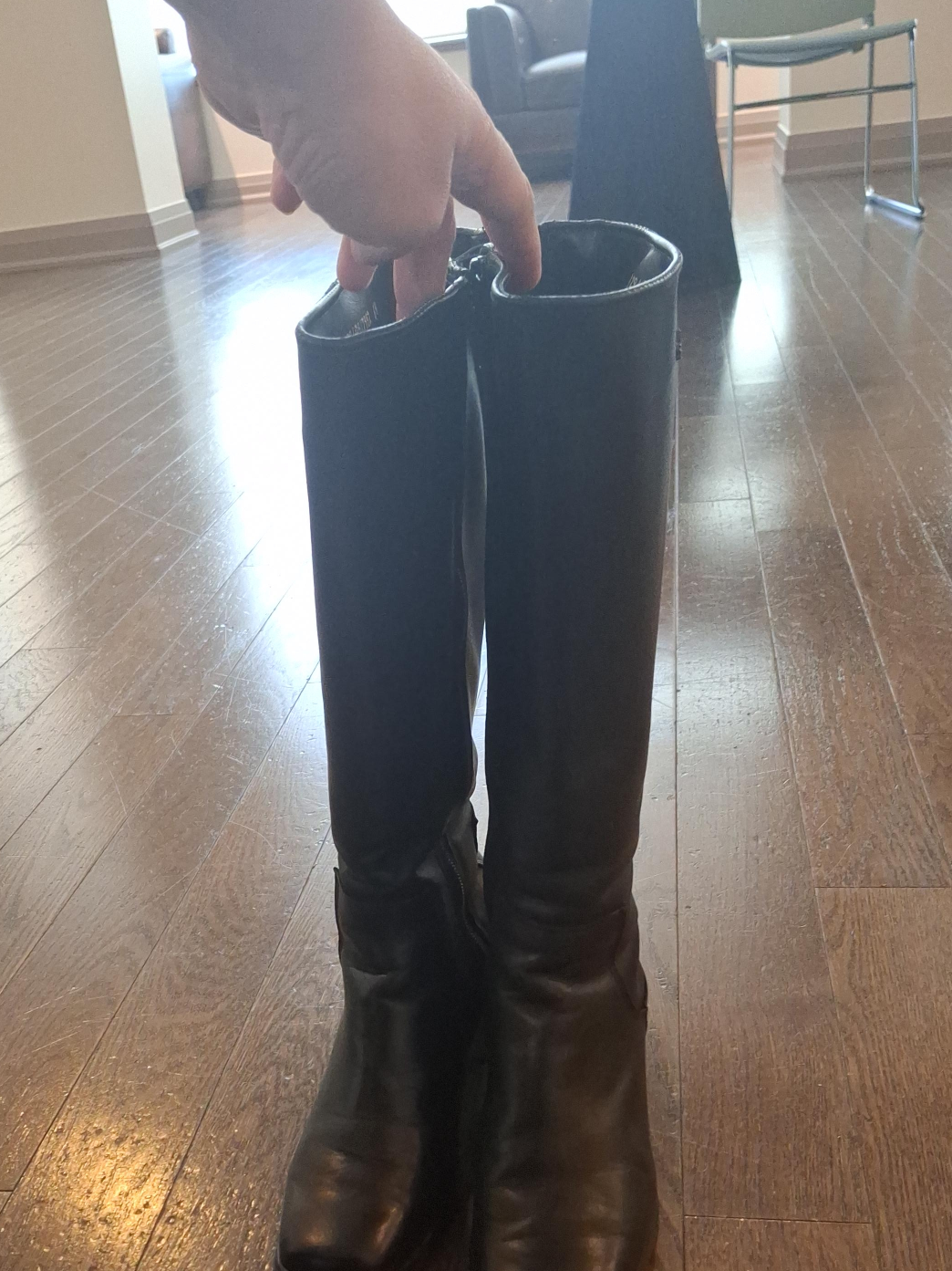 Joanel Black Leather Knee High Boots - Size 6.5 thumbnail