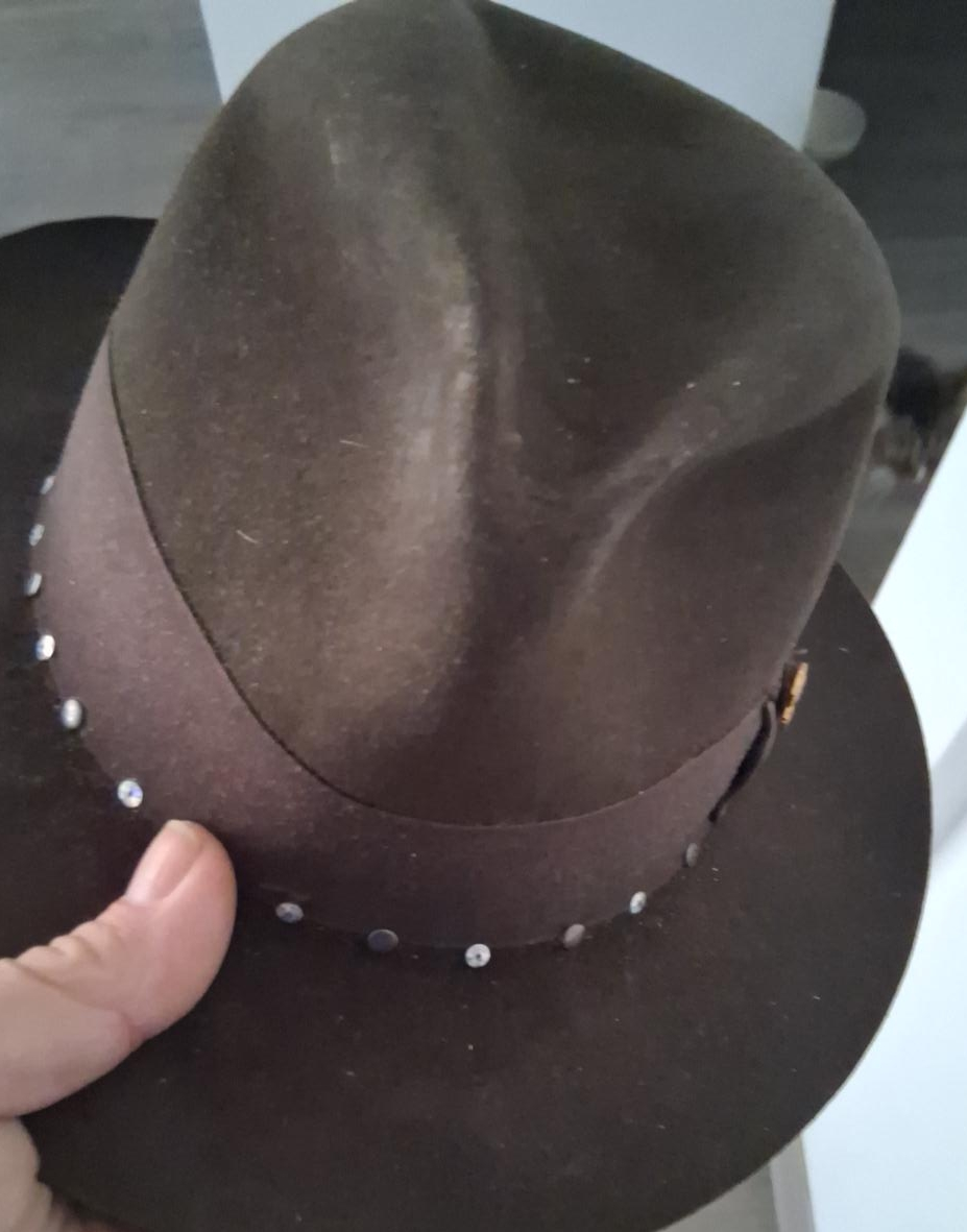 Brown Fedora Hat with Rhinestone Detail thumbnail