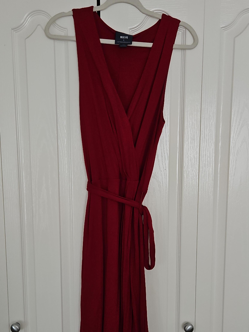 Maeve Anthropologie Red Wrap Dress thumbnail