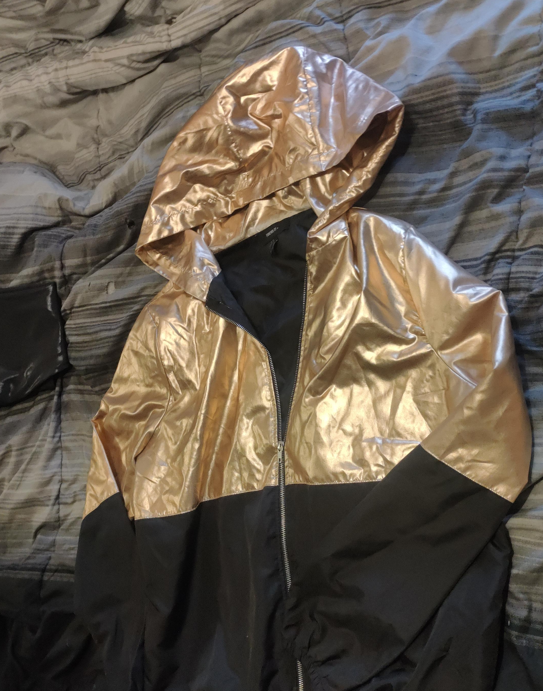Forever 21 Gold & Black Hooded Jacket thumbnail