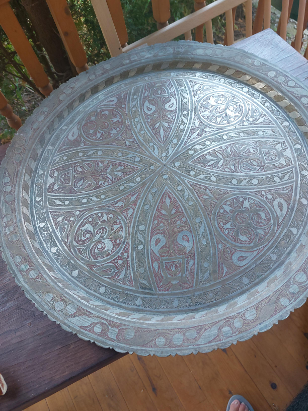 Vintage Etched Metal Tray thumbnail