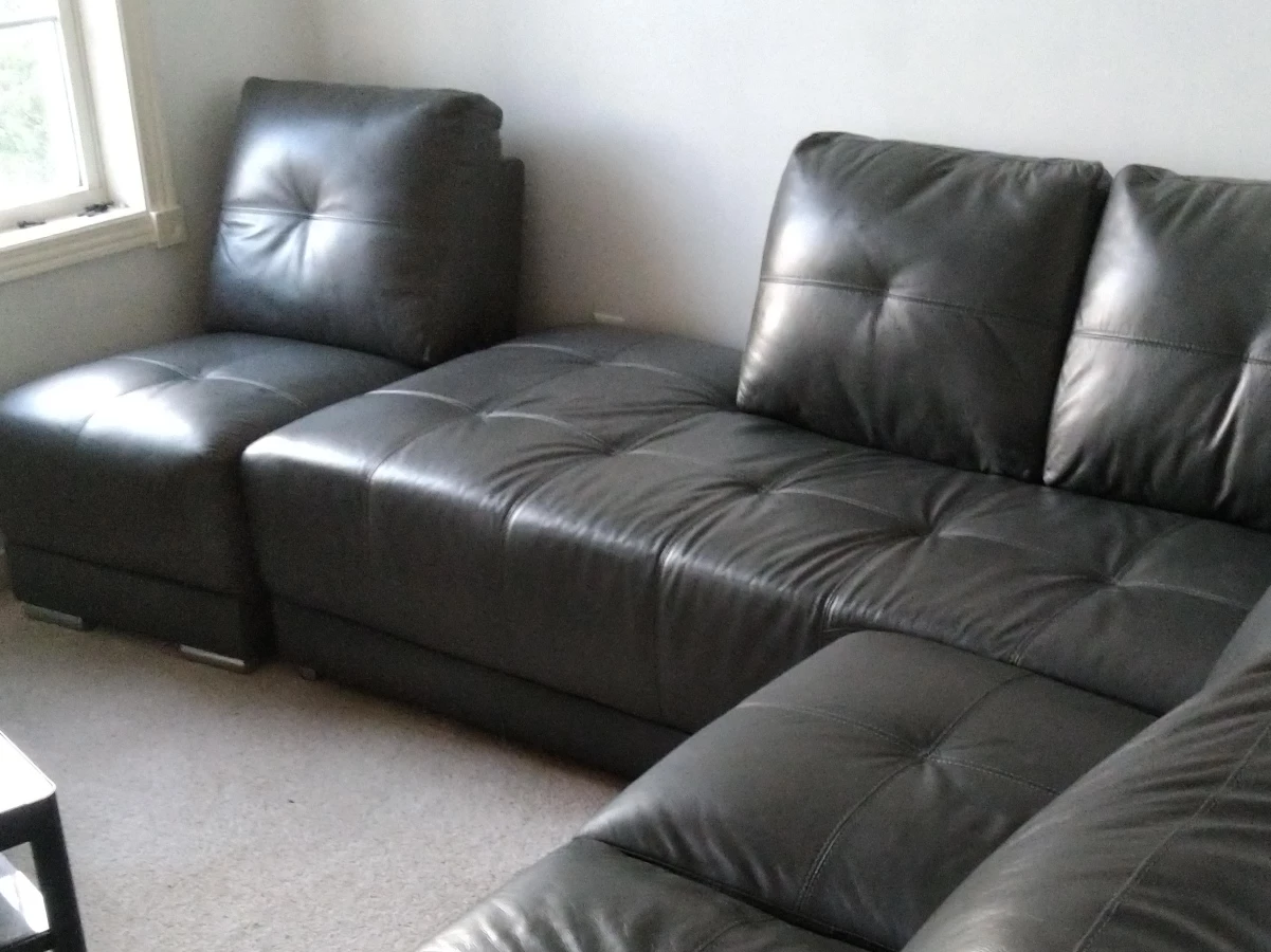 Grey Leather Sectional Sofa thumbnail