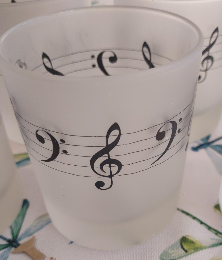 Musical Note Frosted Glass Tumblers (Set of 6)