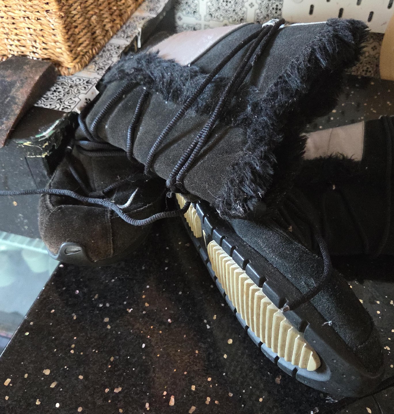 Nike Black Winter Boots with Faux Fur Trim thumbnail