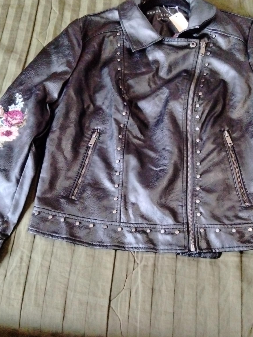 AEROPOSTALE Black Faux Leather Jacket thumbnail