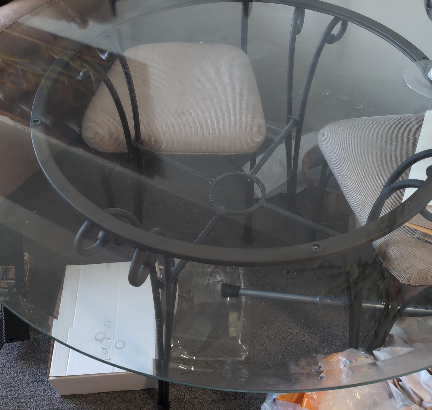 Glass Top Round Dining Table with 4 Chairs thumbnail