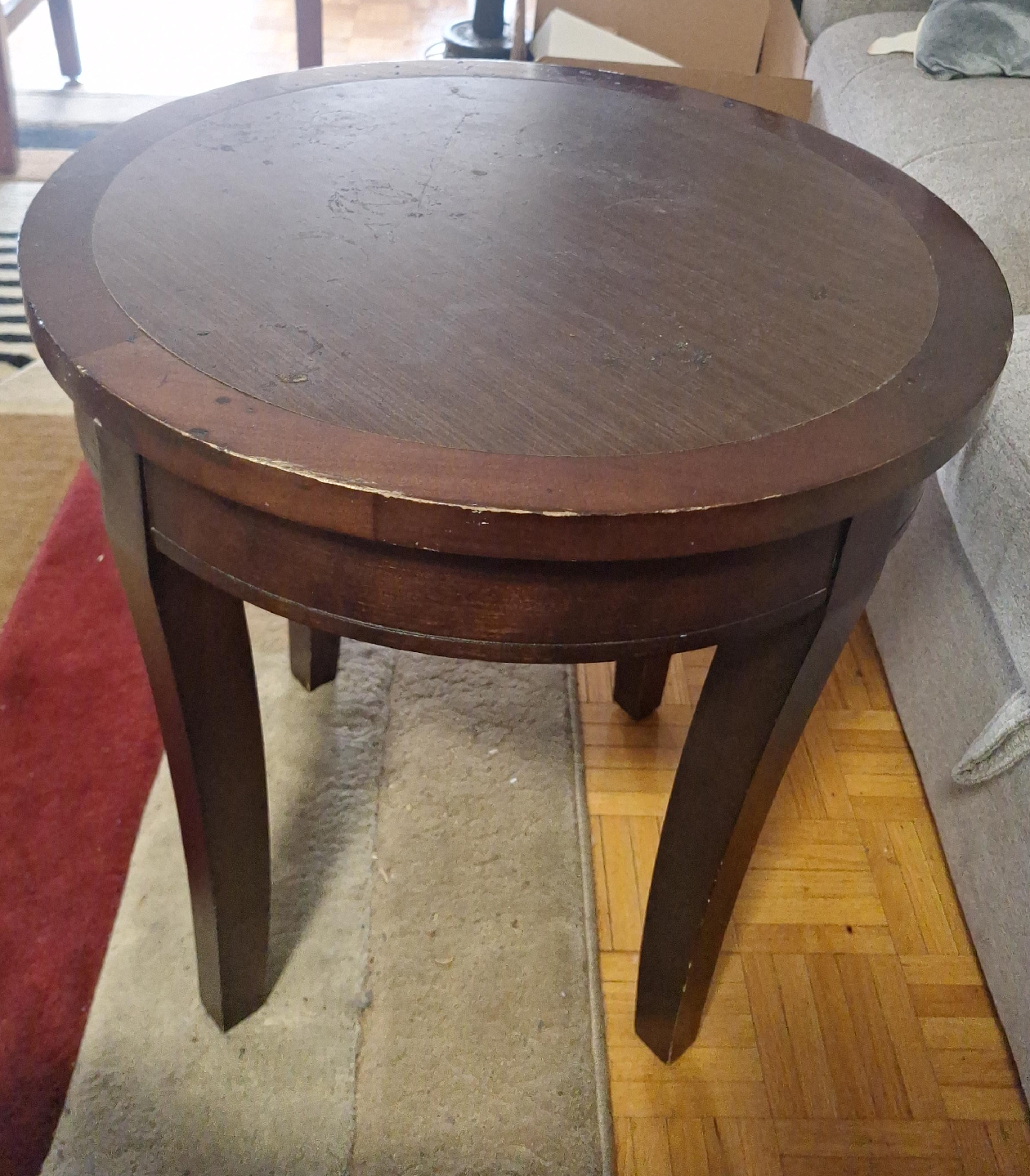 Dark Wood Round Side Table thumbnail