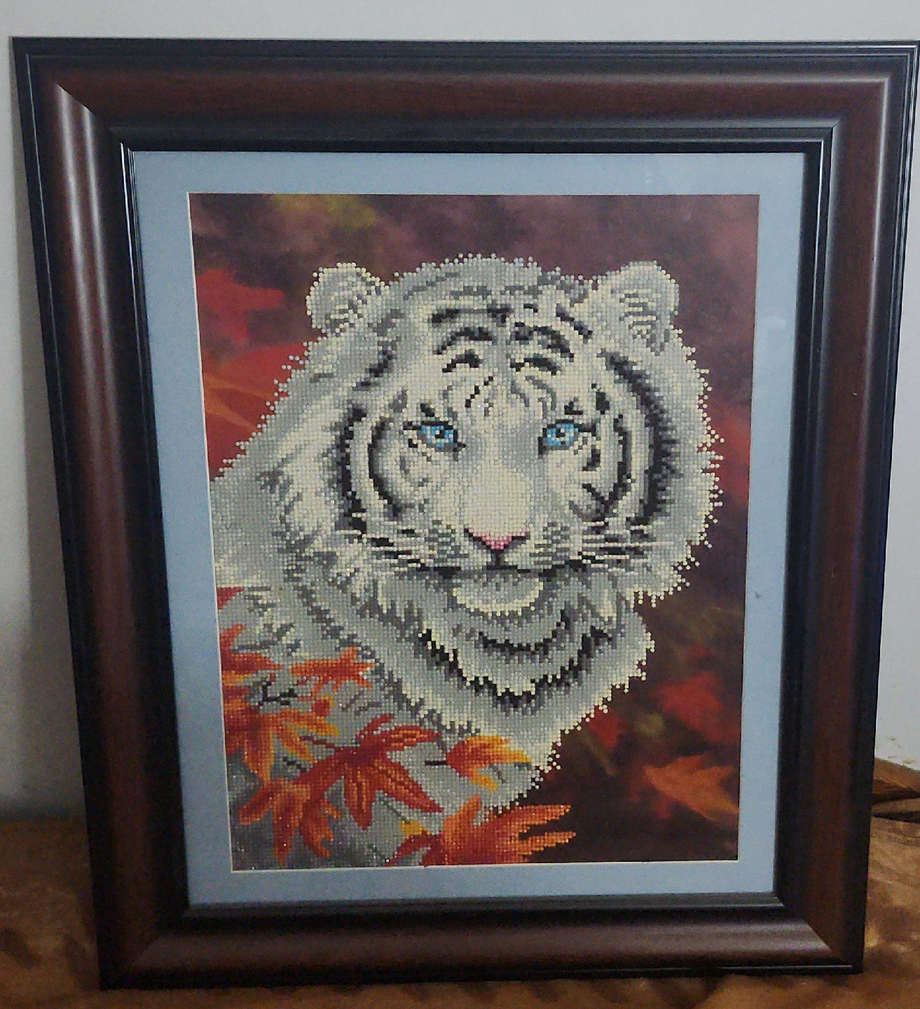 Framed White Tiger Diamond Art