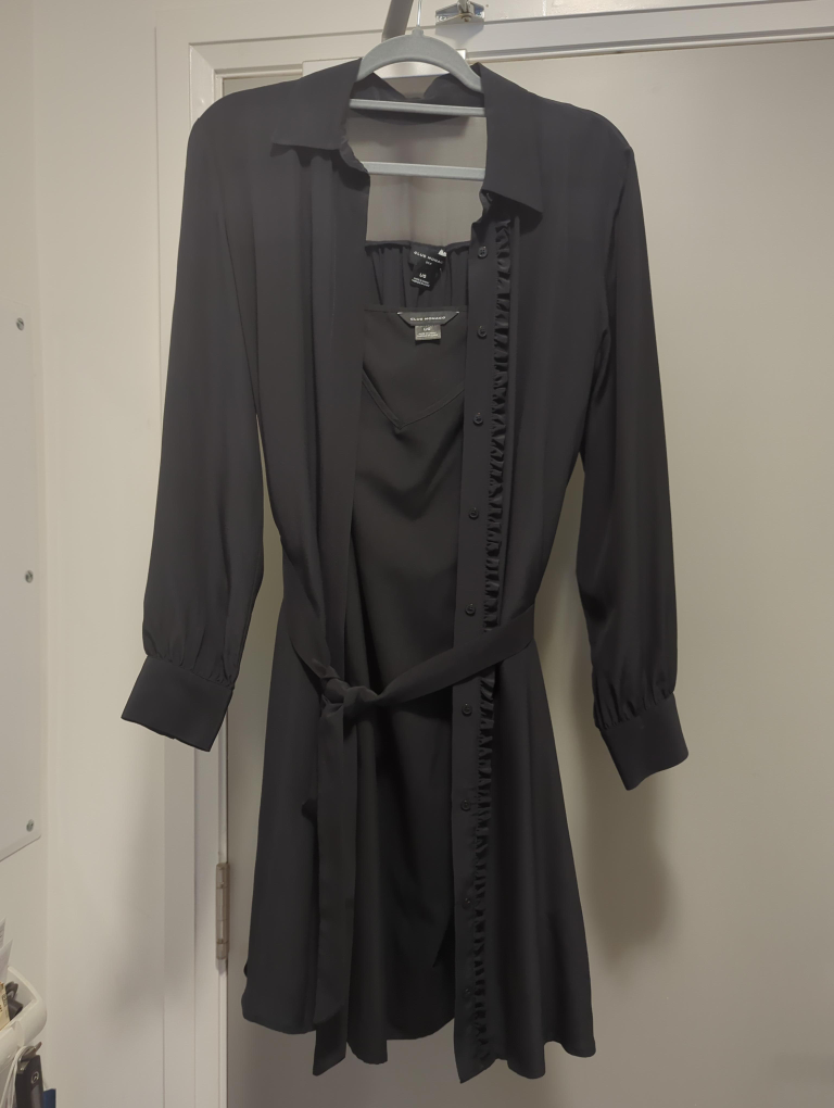 Club Monaco Black Silk Blend Dress, Size L image indicator(1)