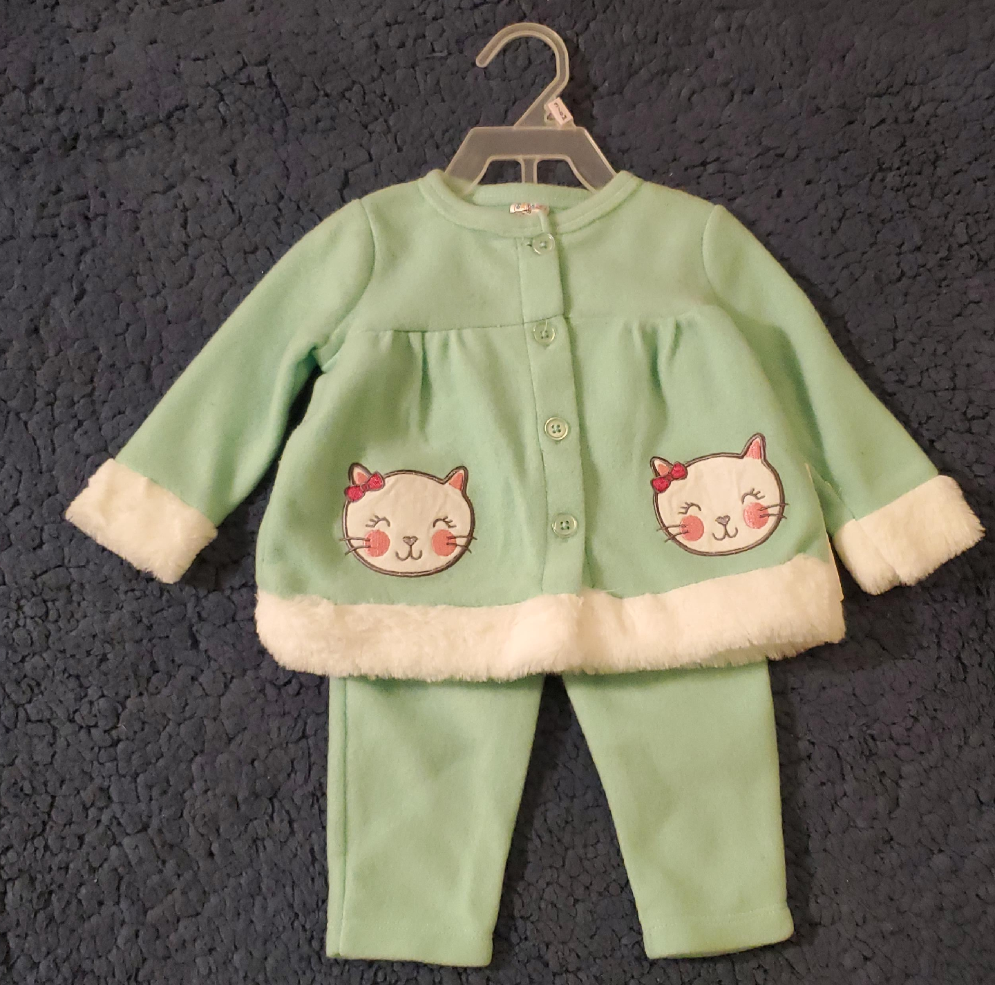 Swiggles Mint Green Cat Outfit - Size 3-6 Months thumbnail