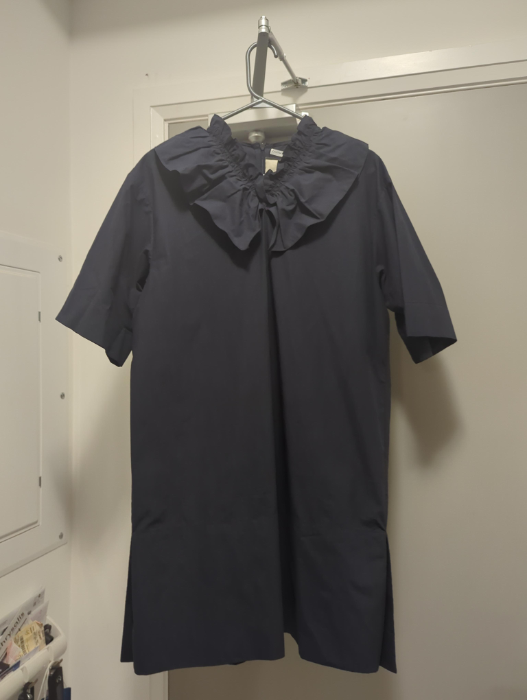 Marni Navy Ruffle Collar Dress