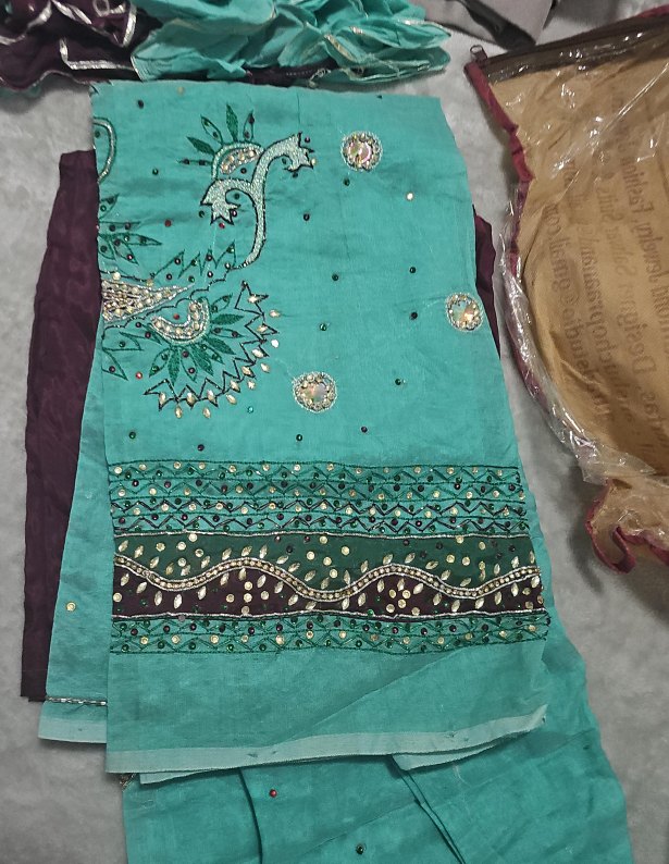 Teal Embroidered Salwar Kameez piece thumbnail