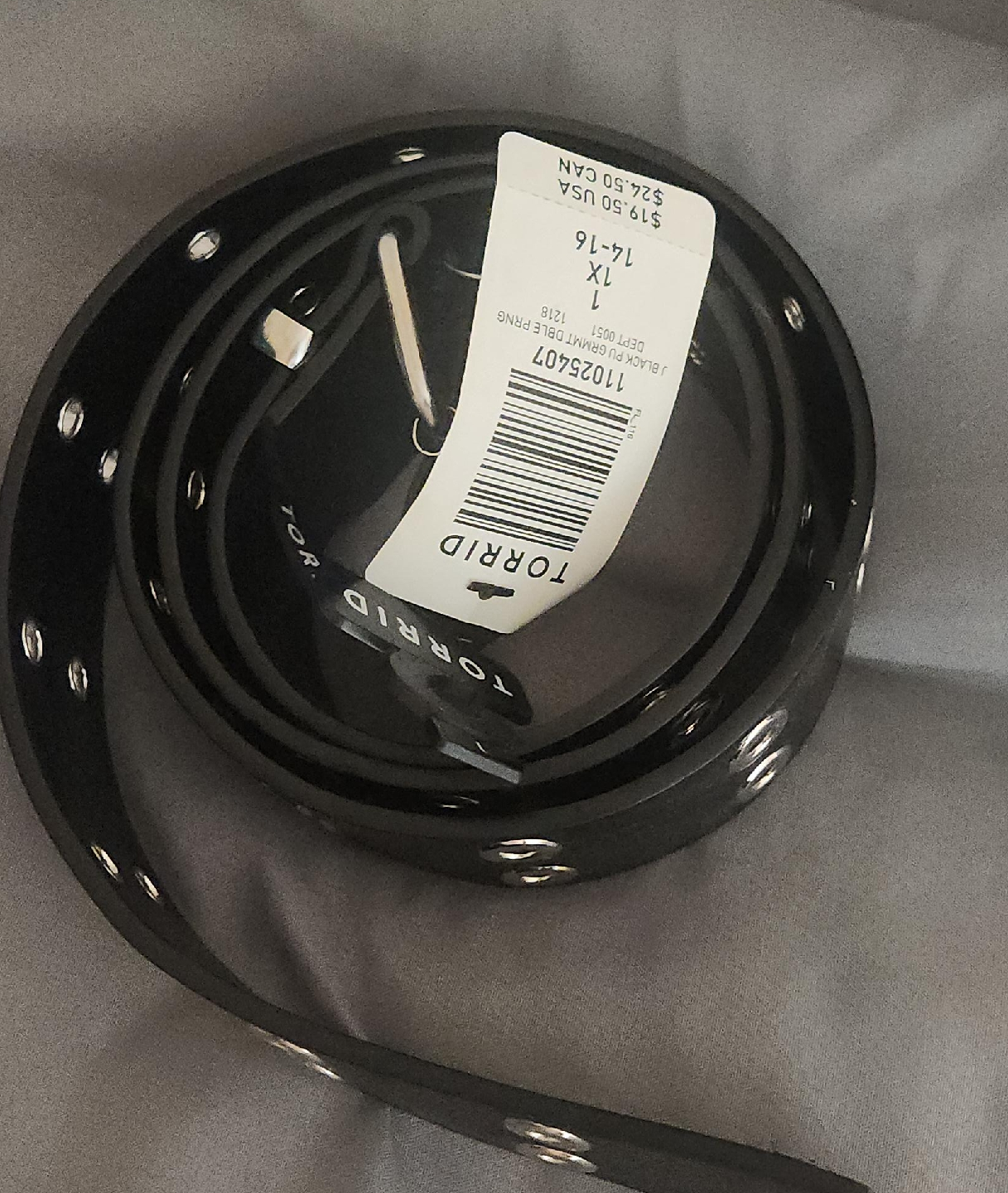 Torrid Black Grommet Double Prong Belt - Size 1X thumbnail