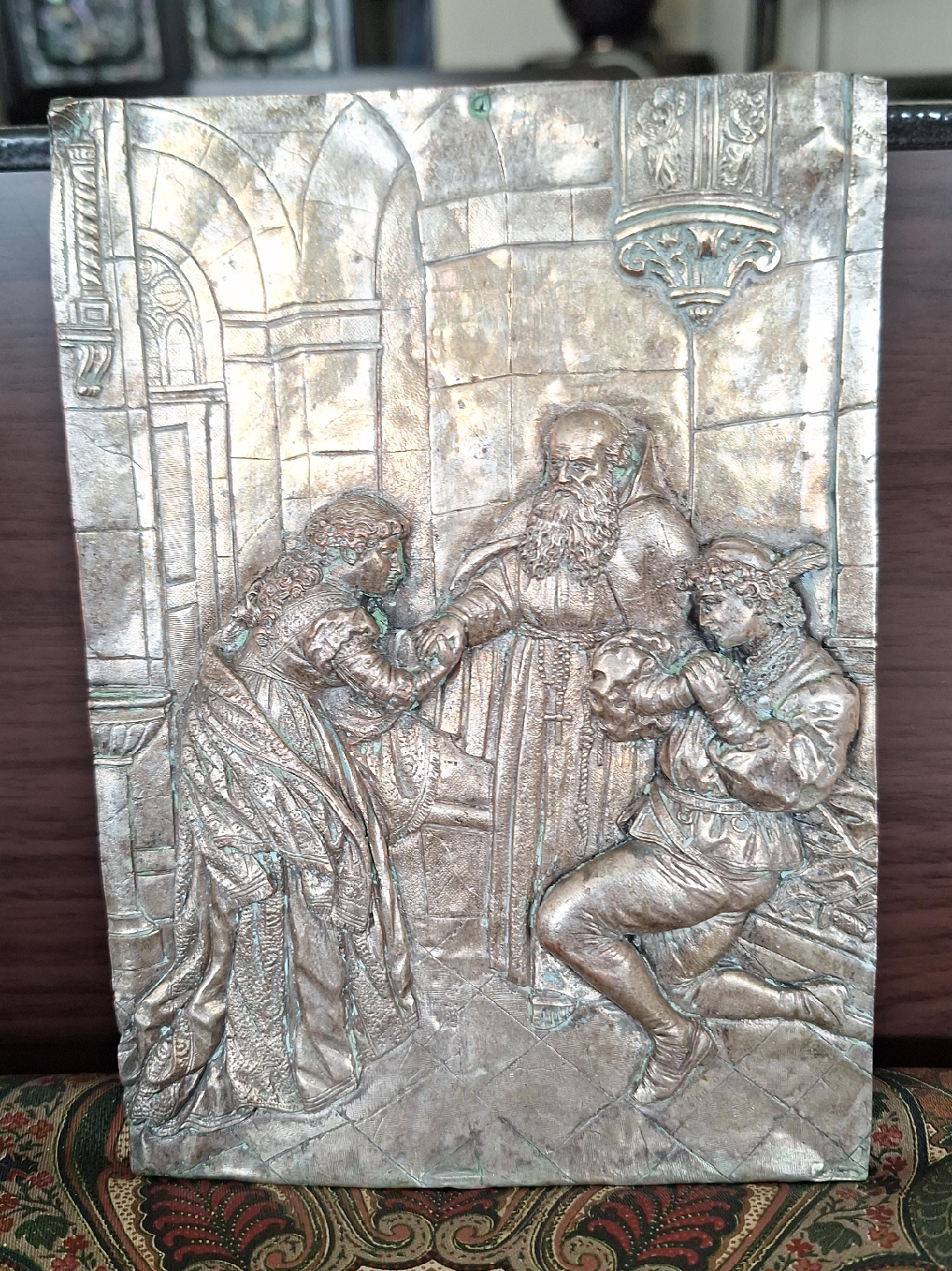Vintage Metal Relief Plaque