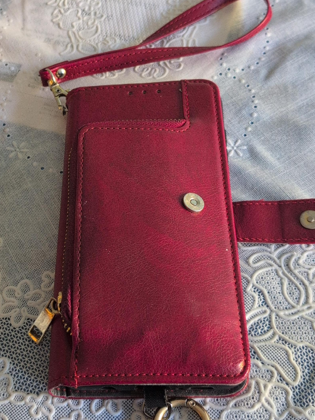 Burgundy Wallet Case with Strap image indicator(1)