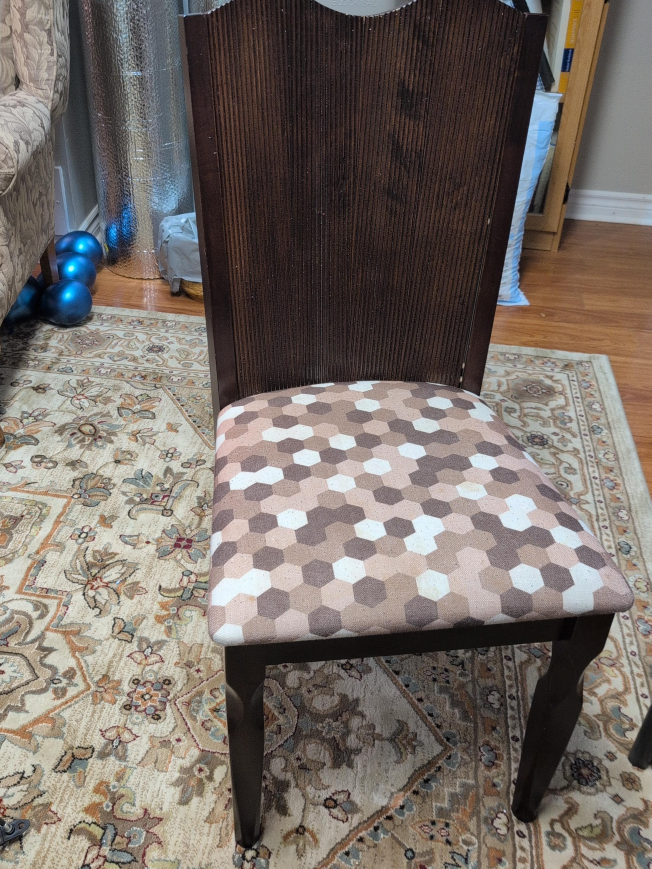 Wooden Dining Chair with Patterned Seat thumbnail