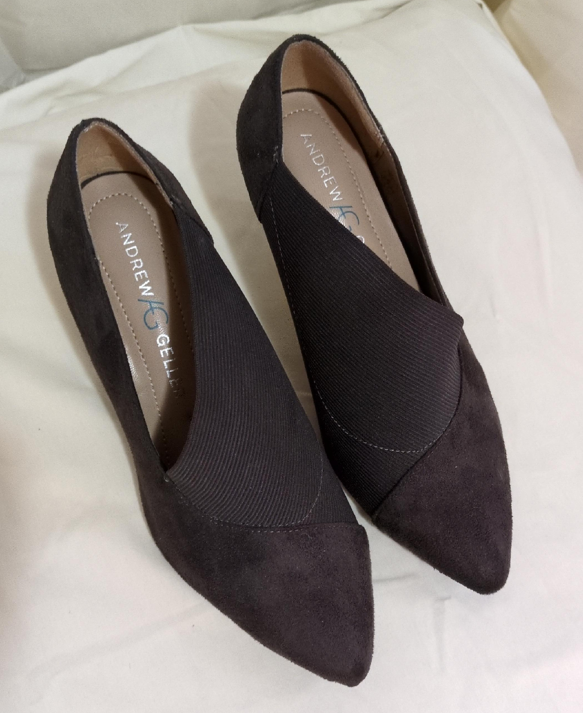 Andrew Geller Charcoal Suede Heels - Size 6.5 M thumbnail
