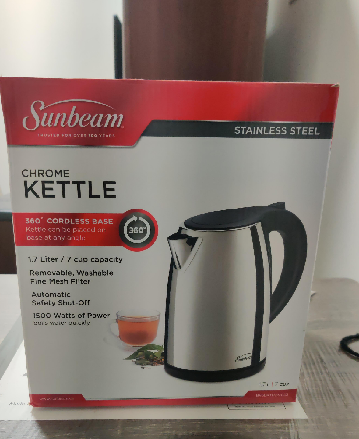 Sunbeam Chrome Stainless Steel Kettle - New image indicator(2)
