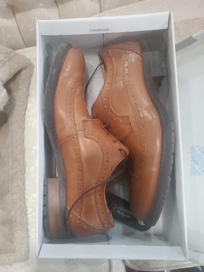 Urban Palegrin Men's Brown Leather Wingtip Dress Shoes thumbnail