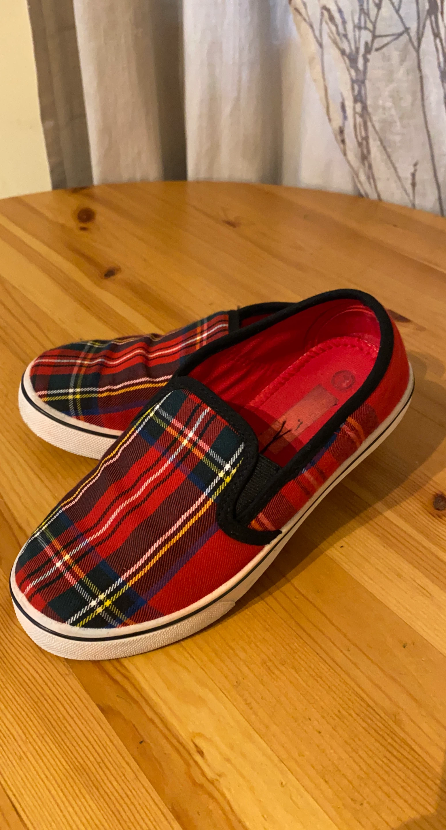 Red Plaid Slip-on Shoes - Size 7 thumbnail