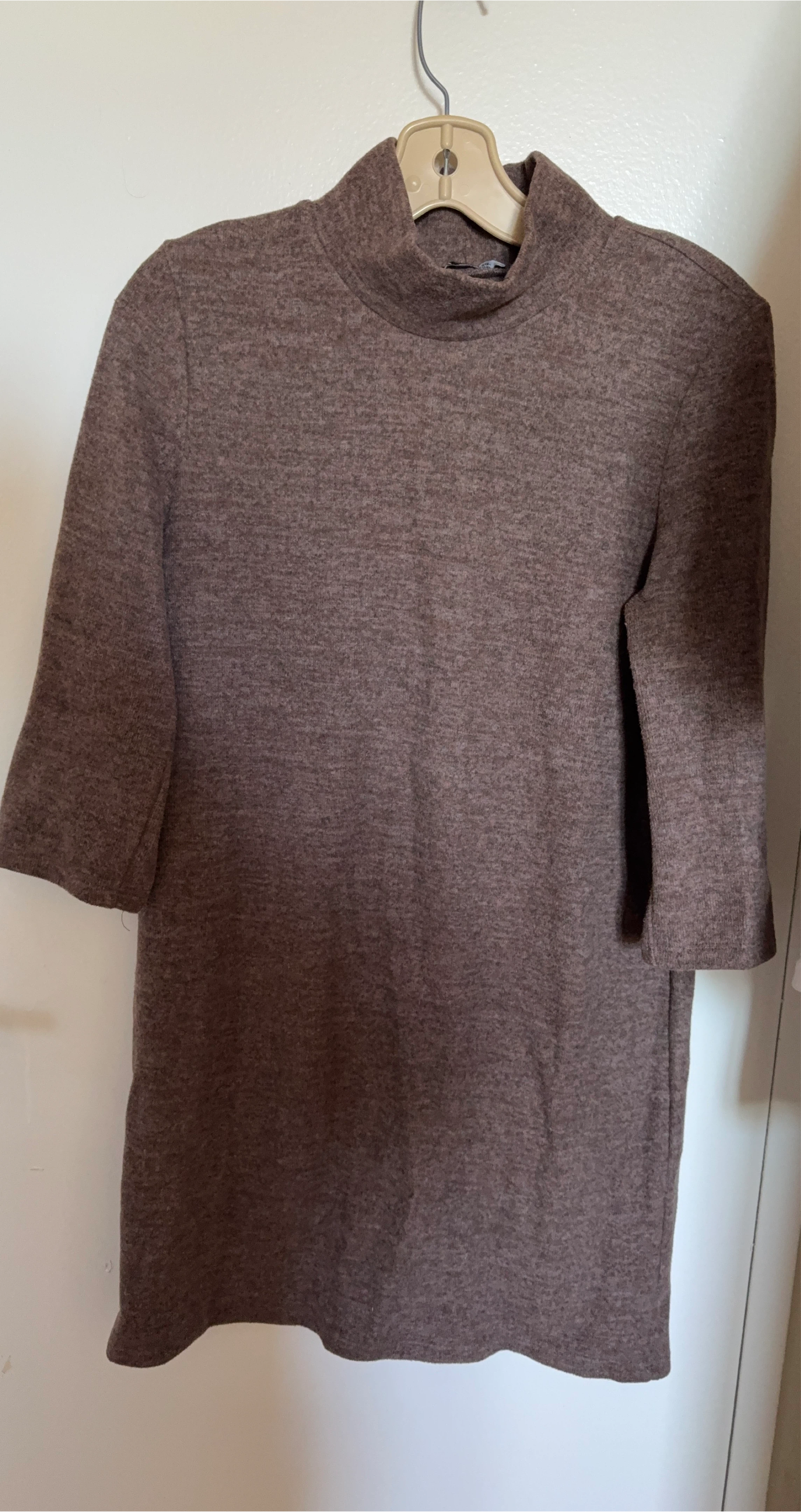 Brown Mock Neck Tunic Dress