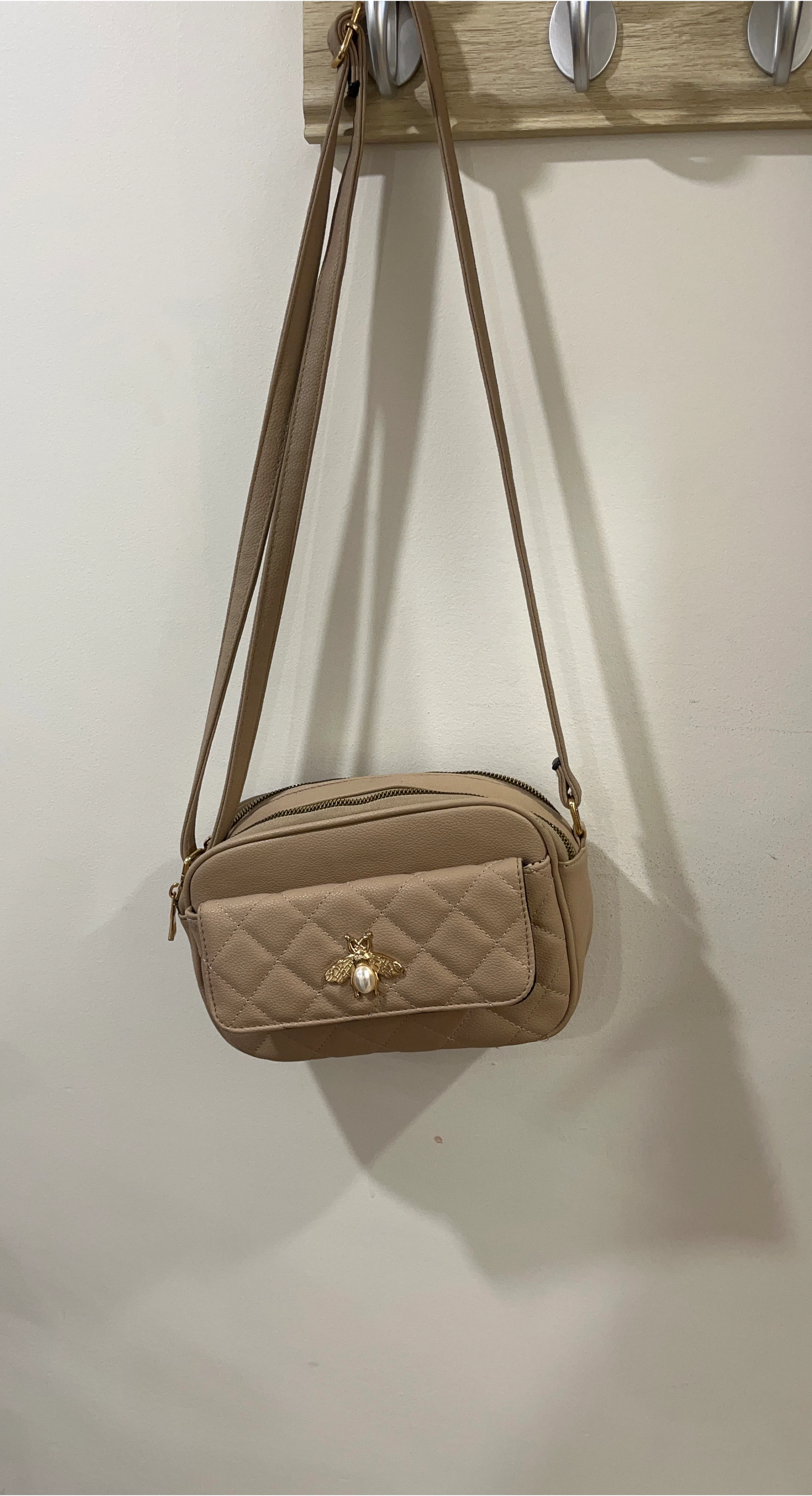 Beige Quilted Crossbody Bag thumbnail