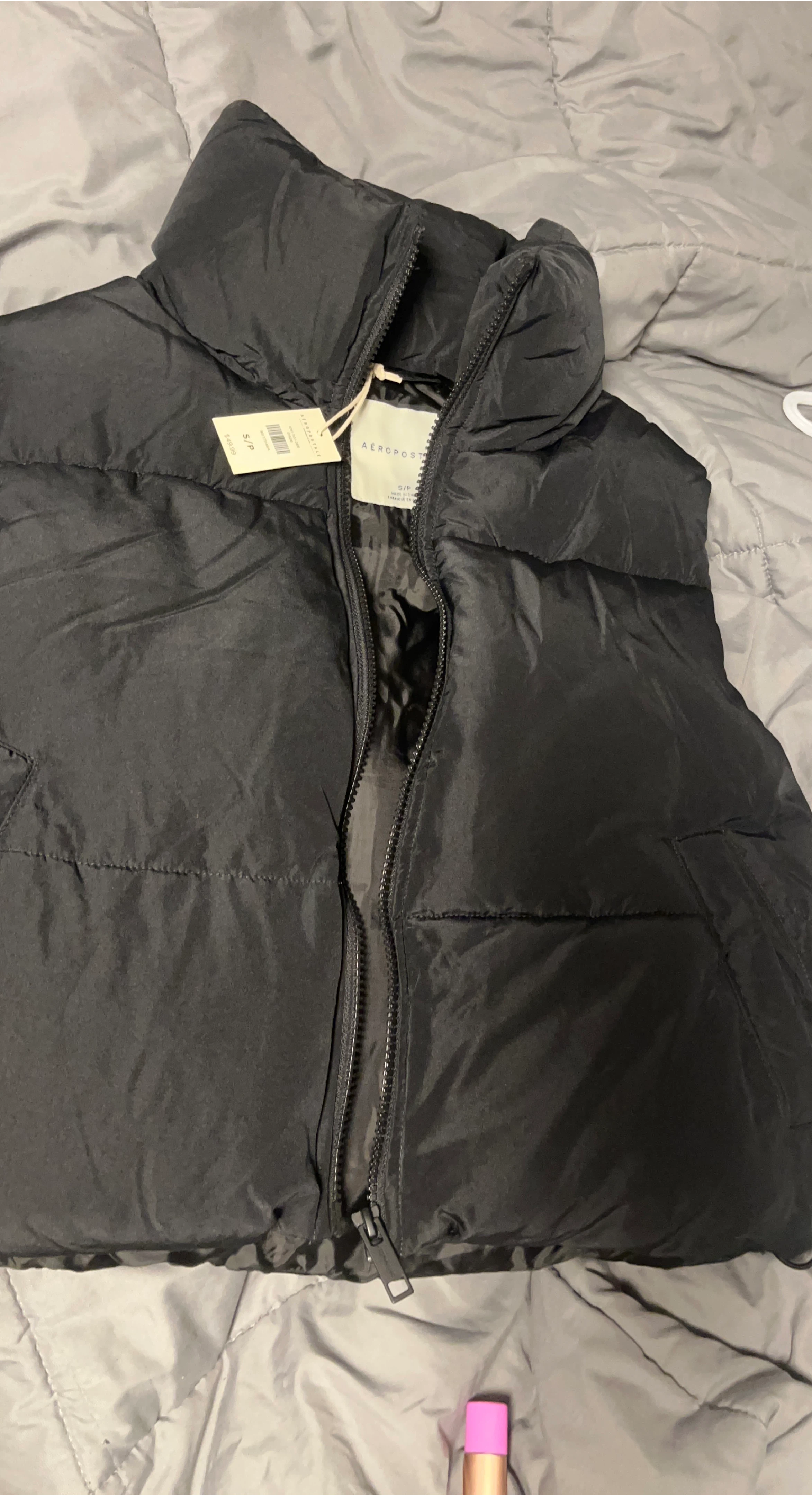 Aeropostale Black Puffer Vest - Size S thumbnail