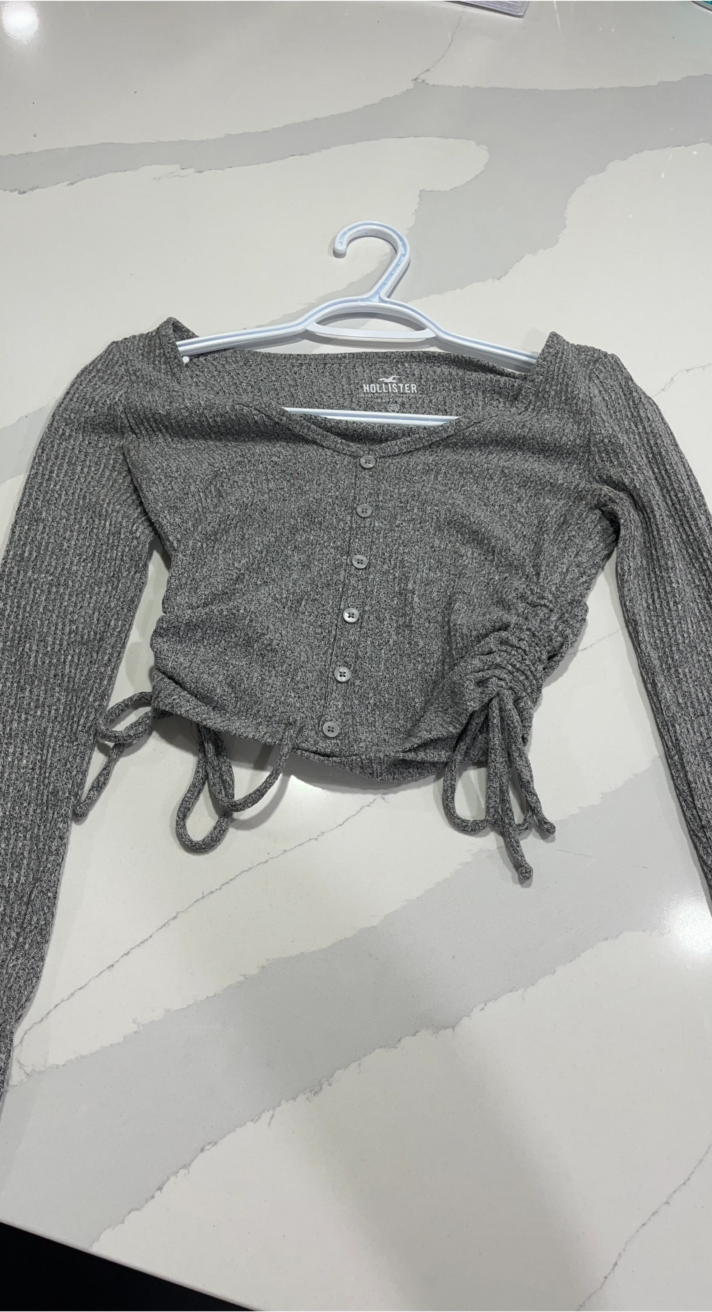 Hollister Grey Long Sleeve XS Top thumbnail