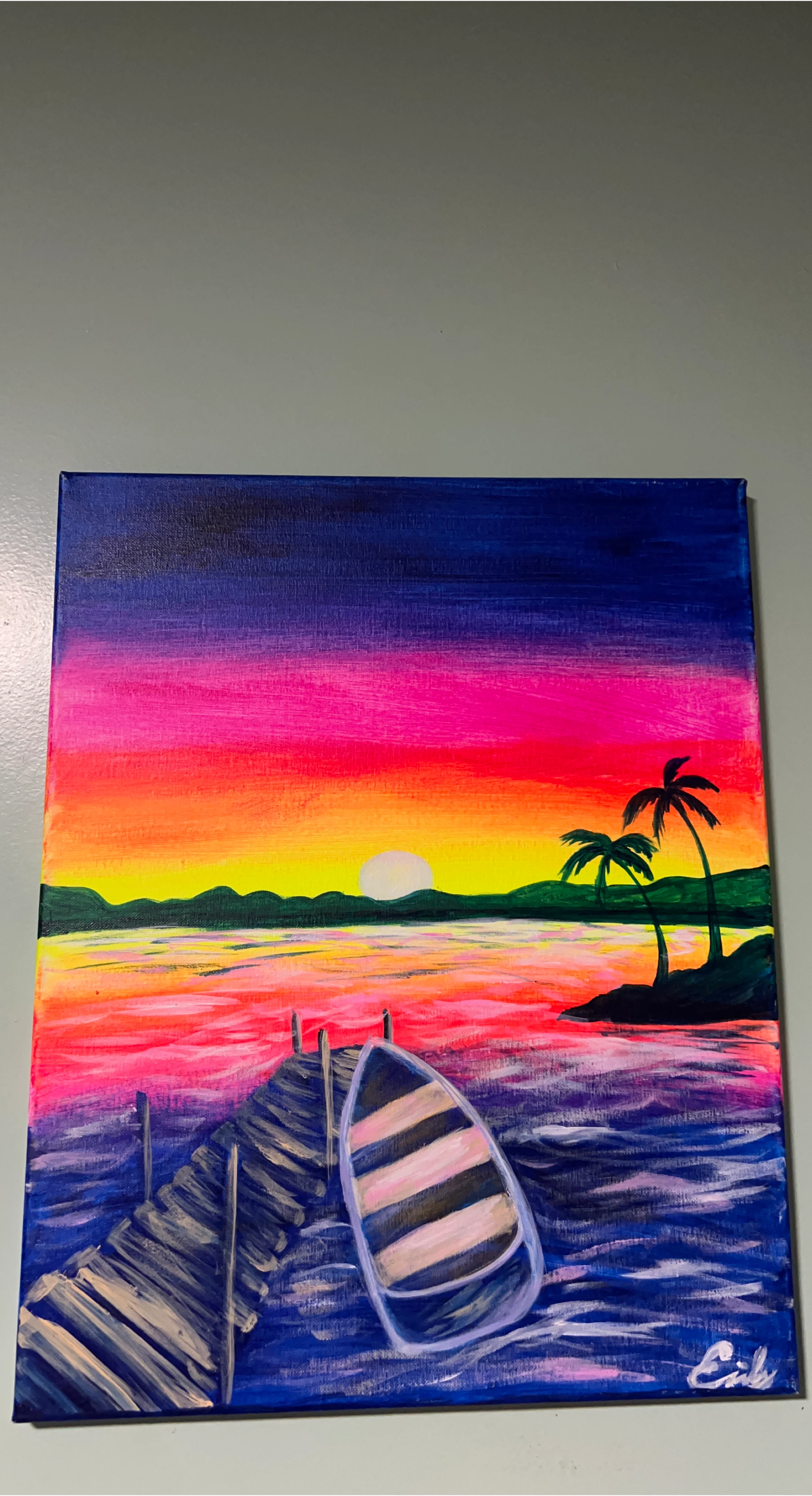 Sunset Boat Painting