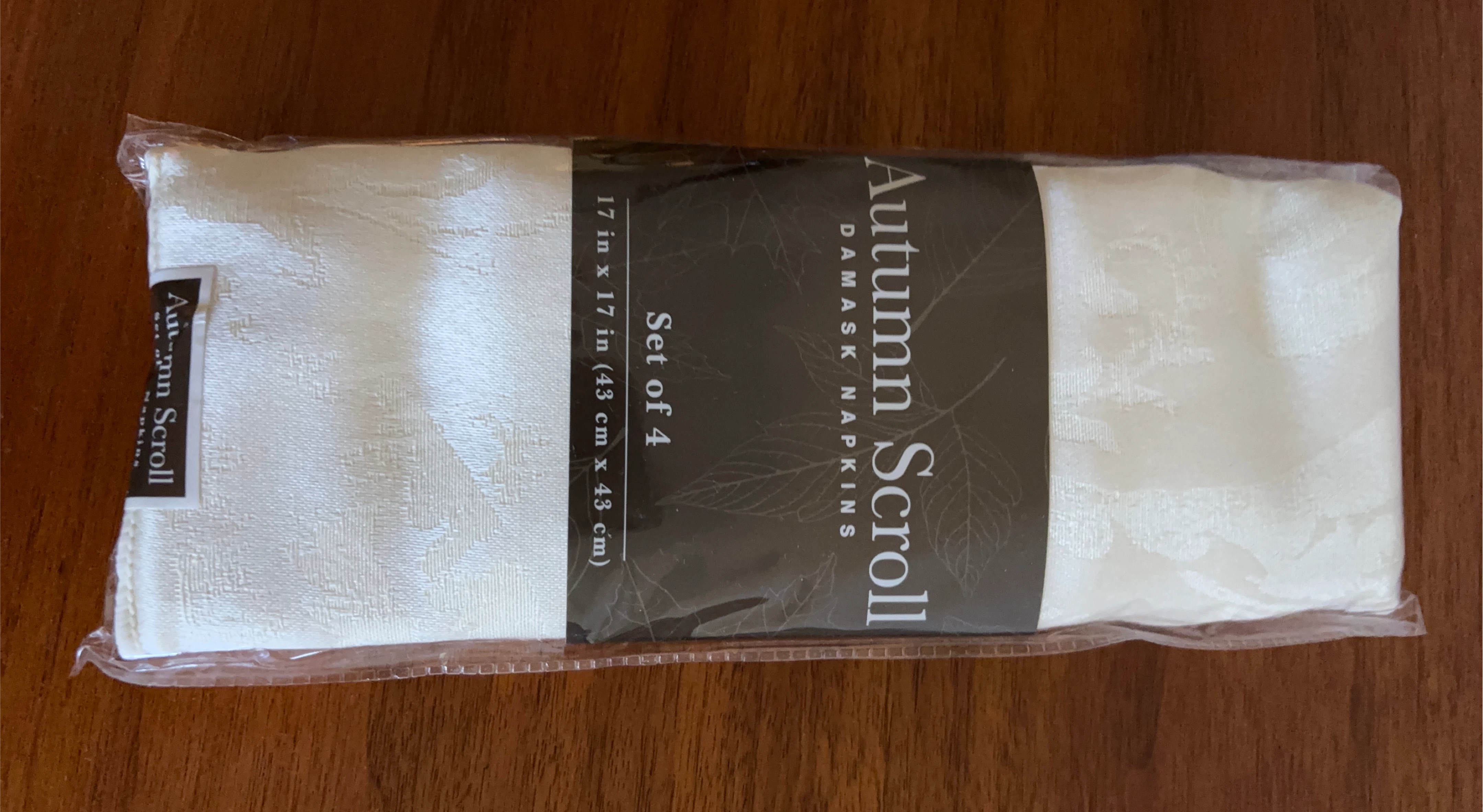 Autumn Scroll Damask Napkins, Set of 4, 17"x17" thumbnail