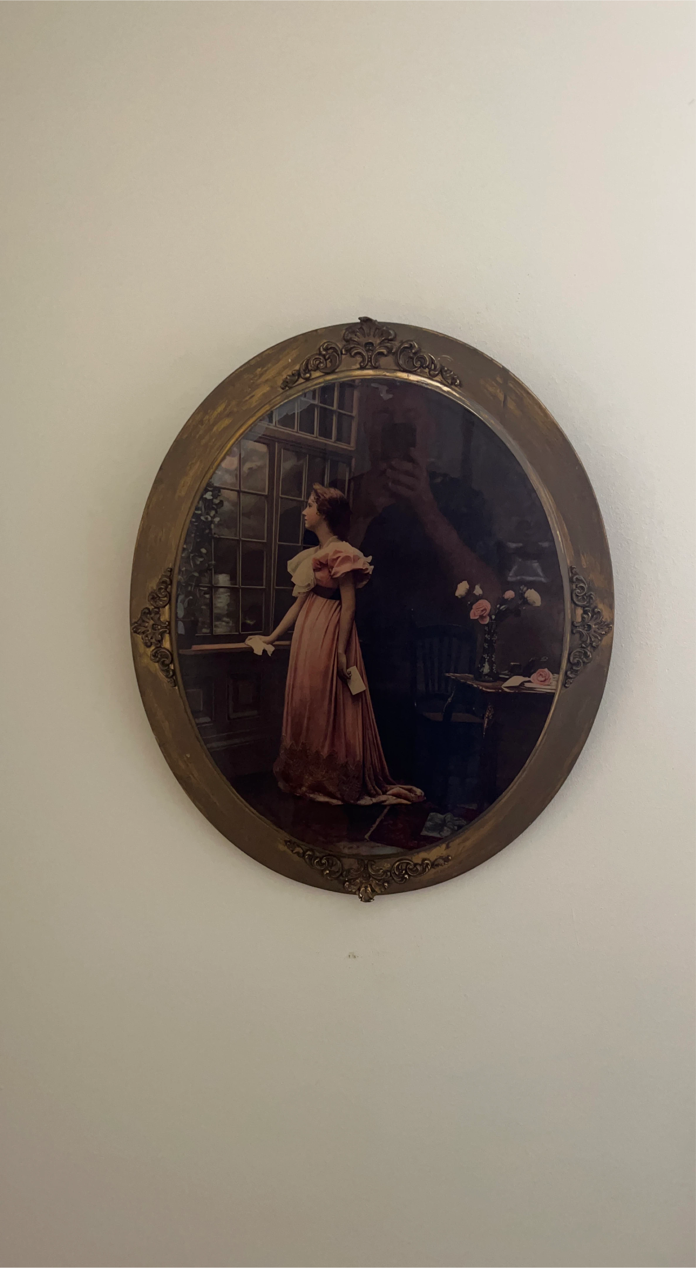 Oval Framed Wall Art - Woman by Window thumbnail