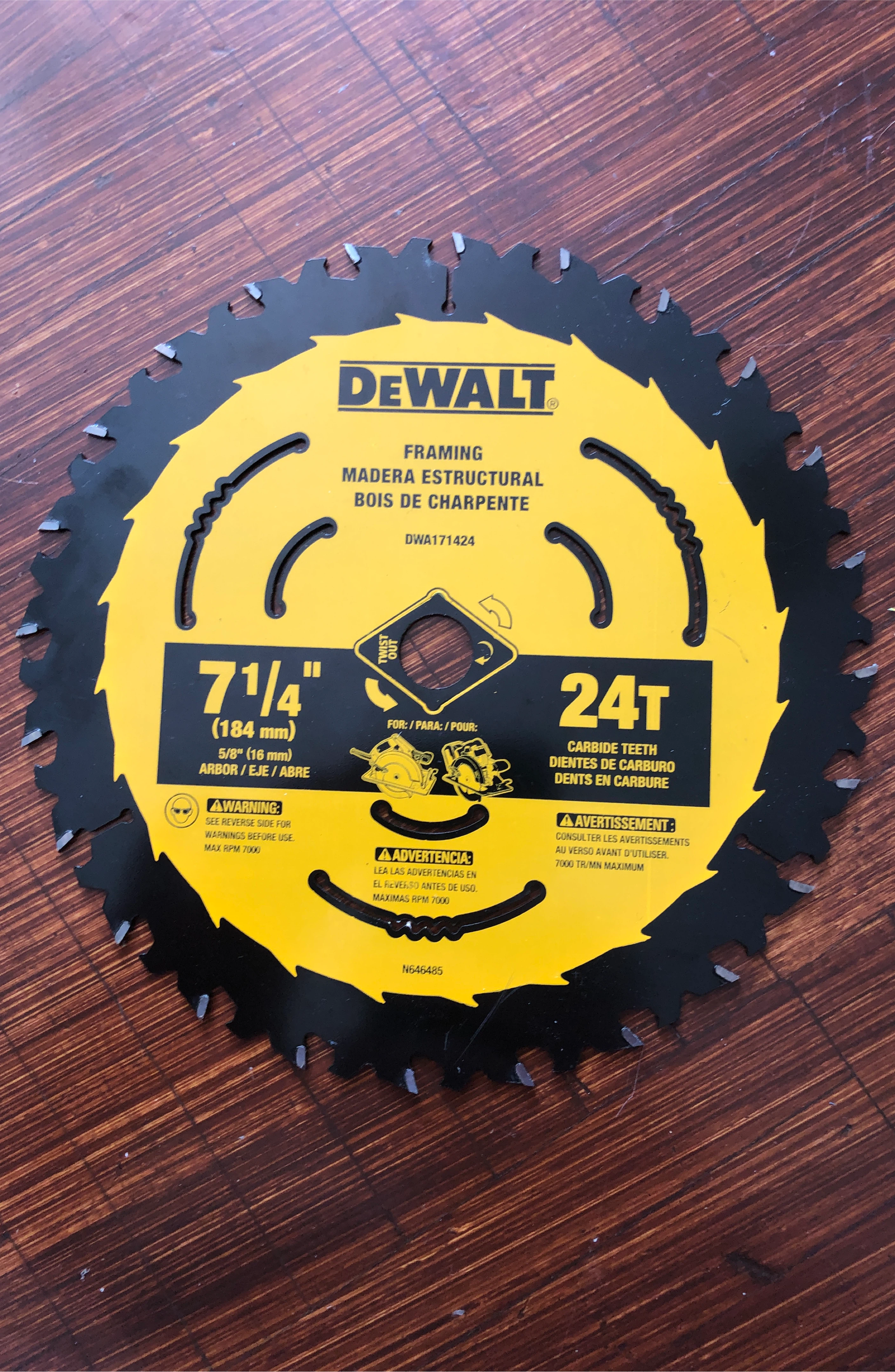 DeWalt 7 1/4" Framing Saw Blade 24T thumbnail