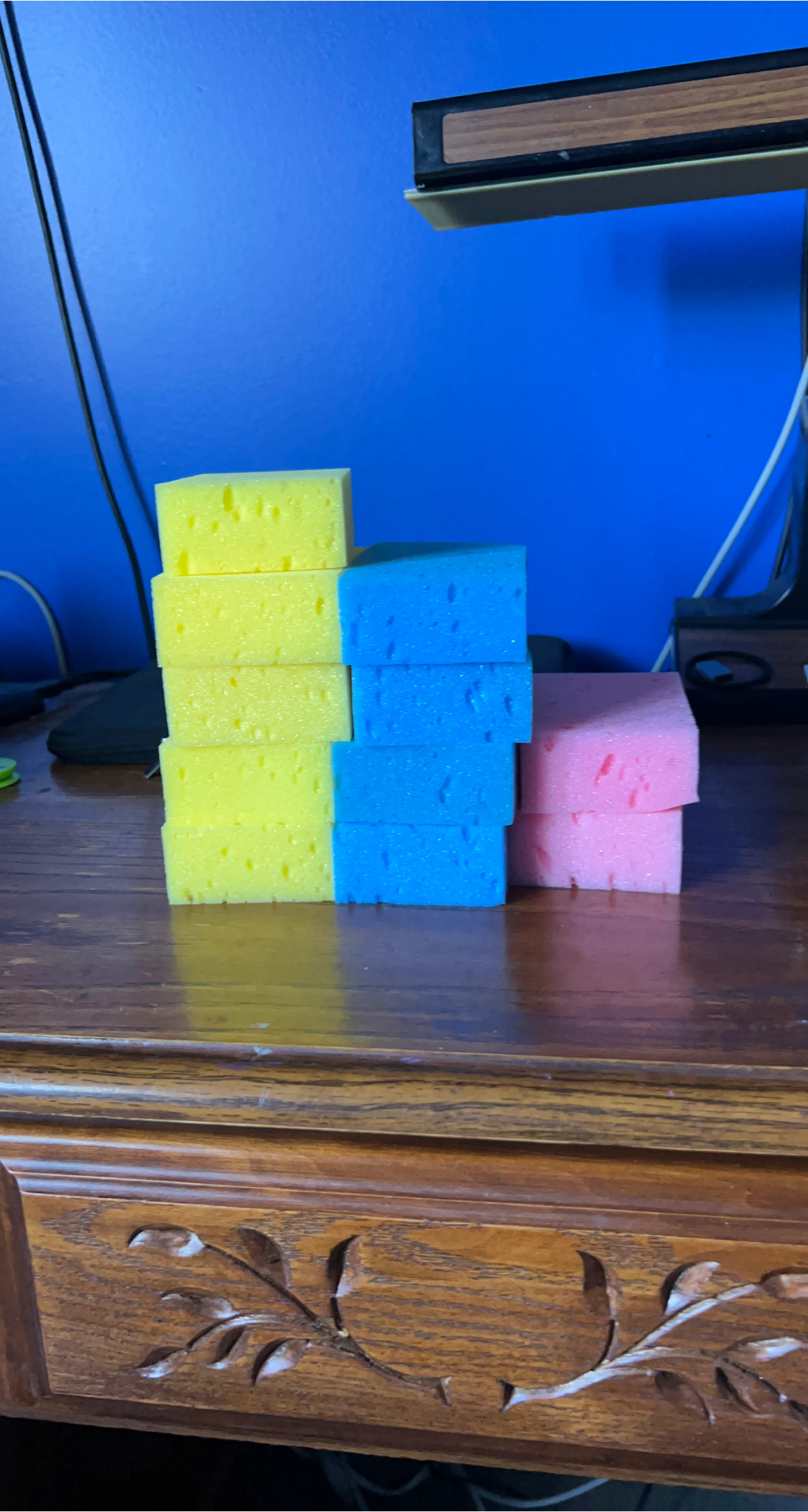 Assorted Cleaning Sponges - Yellow, Blue, Pink thumbnail