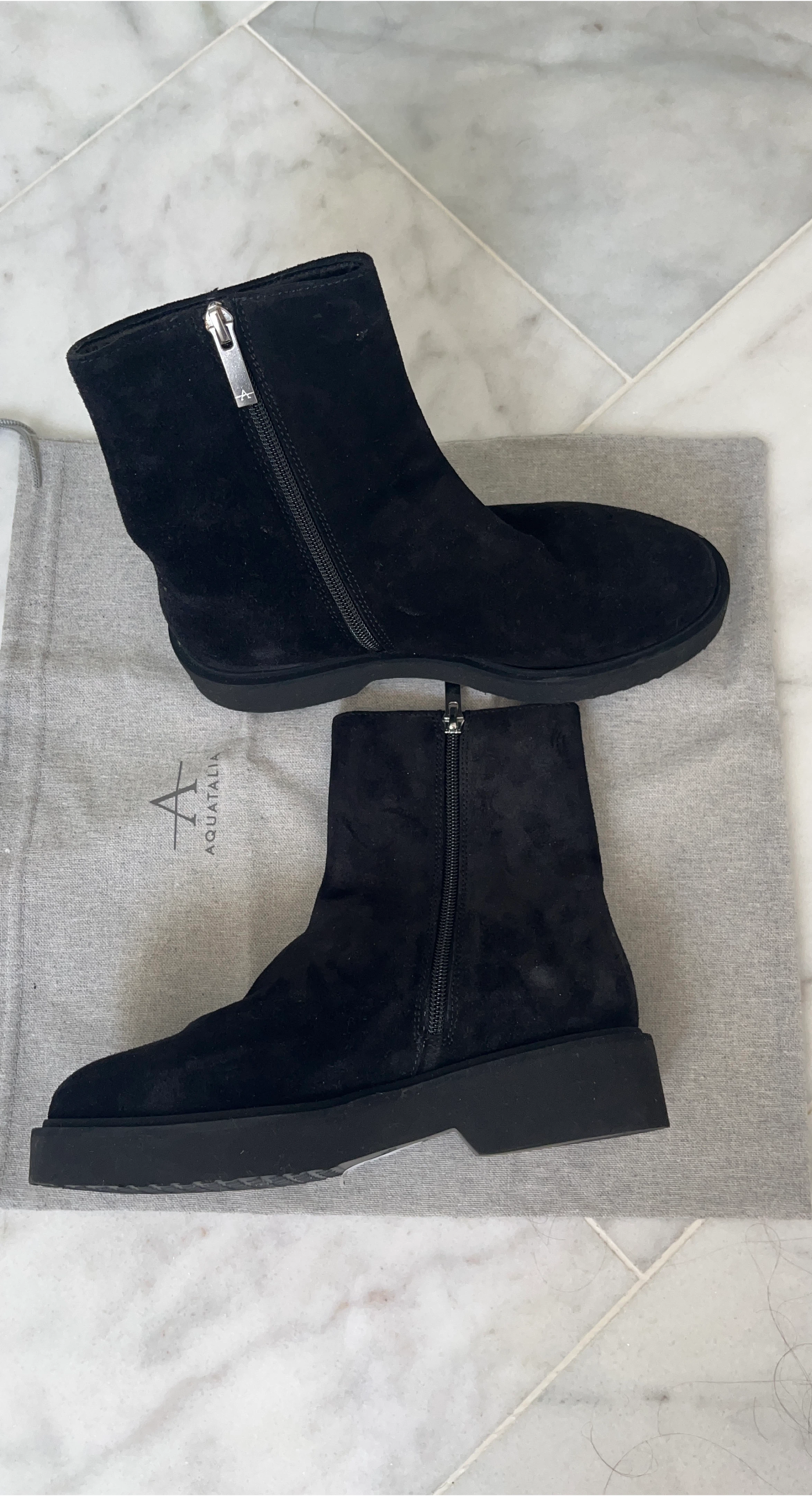 Aquatalia Black Suede Ankle Boots
