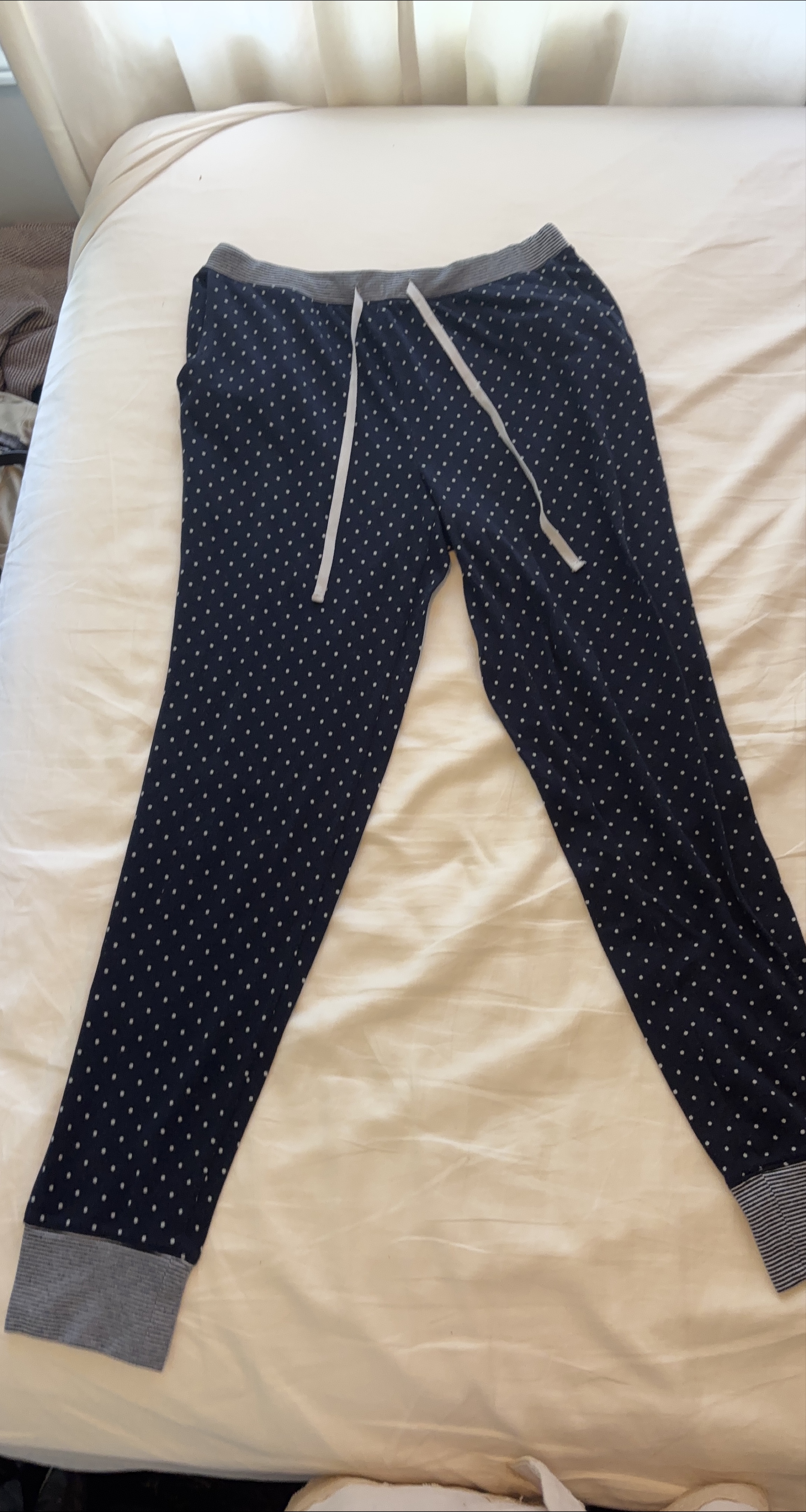 Navy Blue Polka Dot Pajama Pants