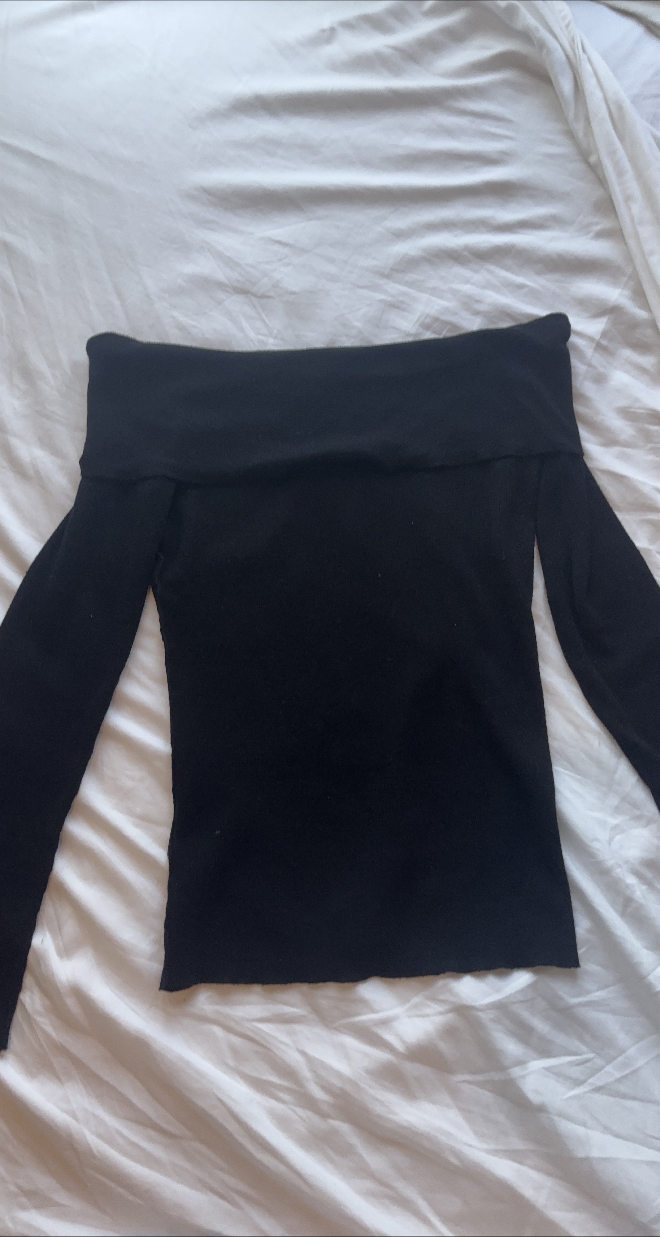 Black Off-the-Shoulder Long Sleeve Top
