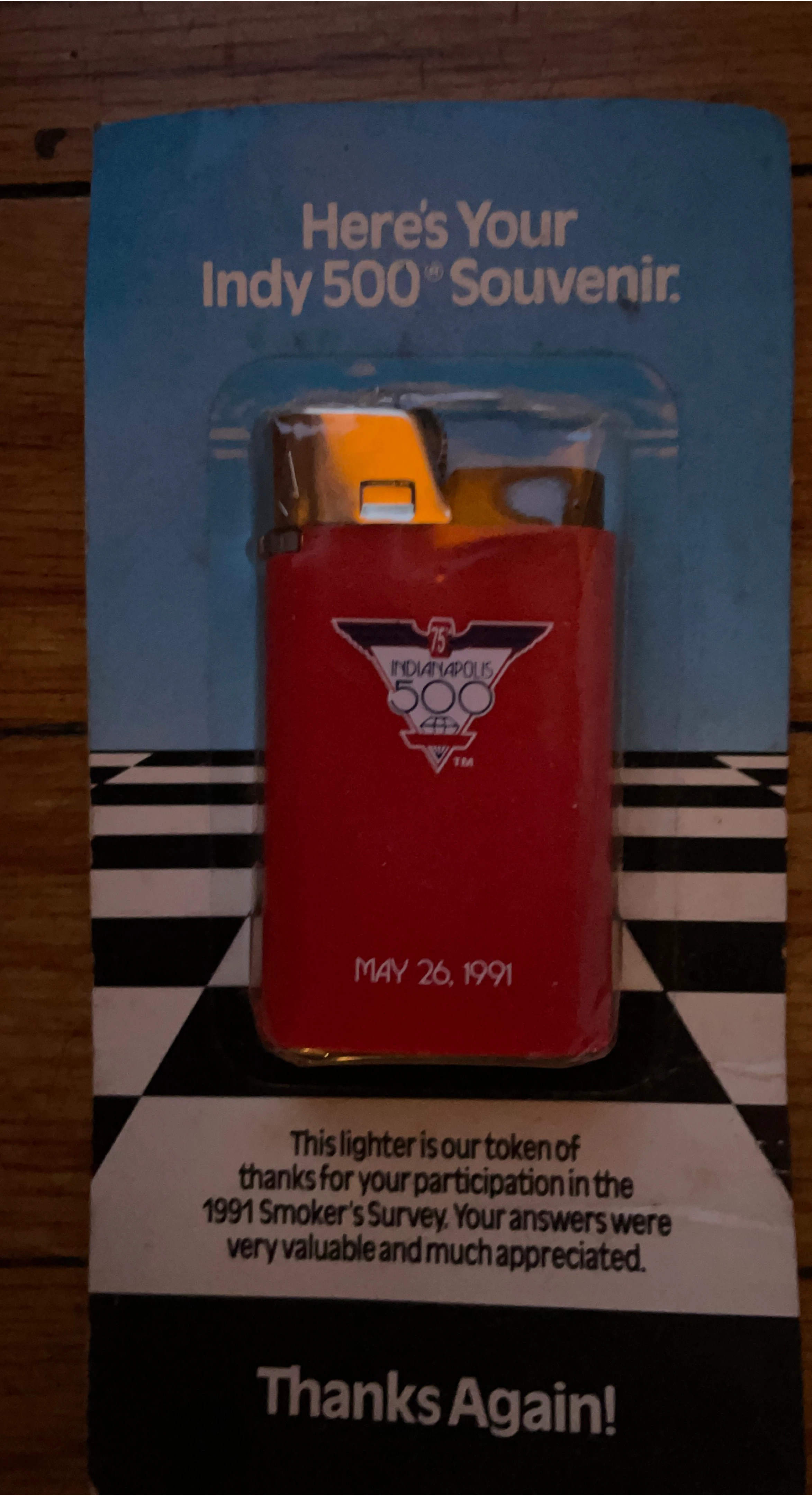 Indy 500 Souvenir Lighter - May 26, 1991 thumbnail