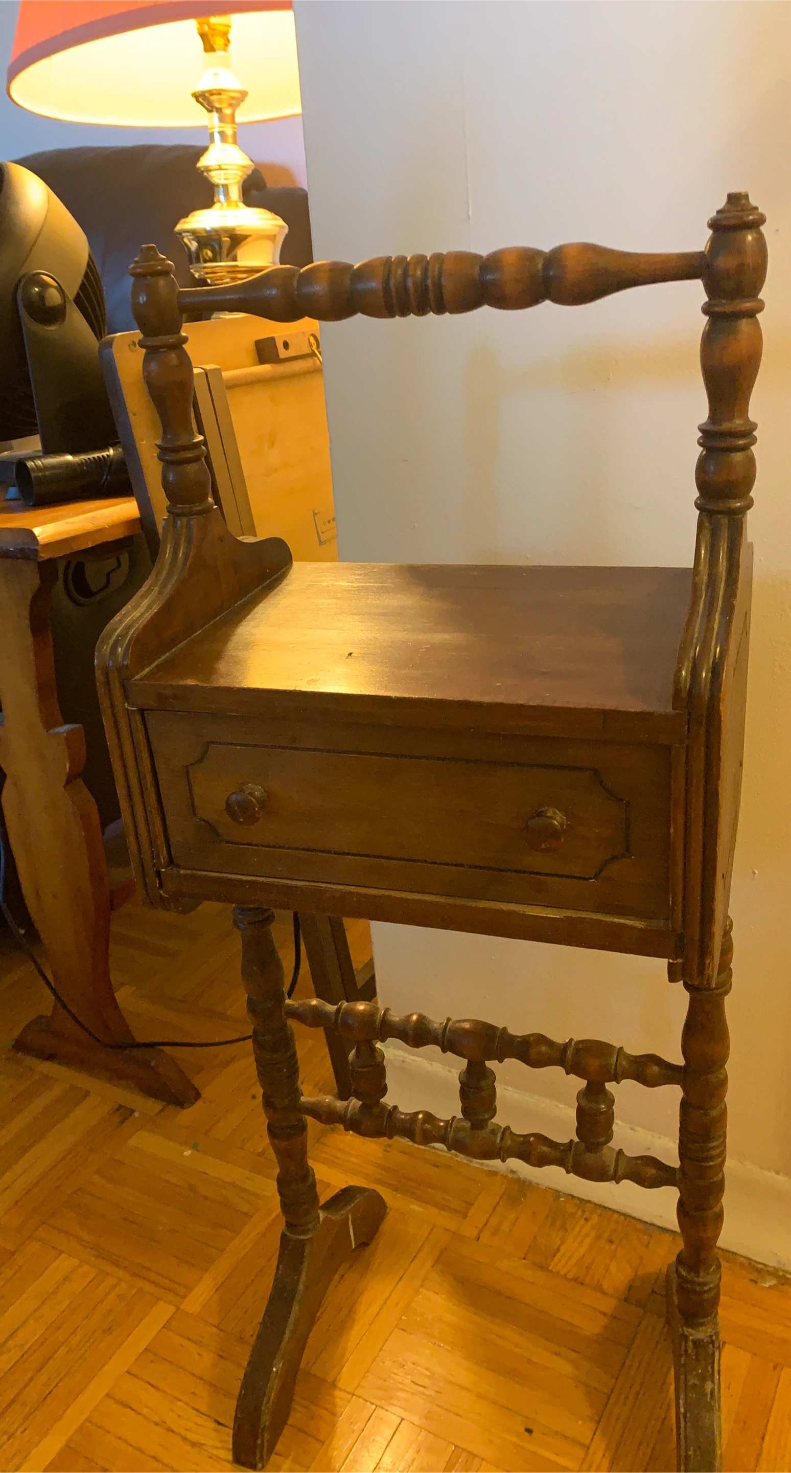 Vintage Wooden Side Table with Drawer thumbnail