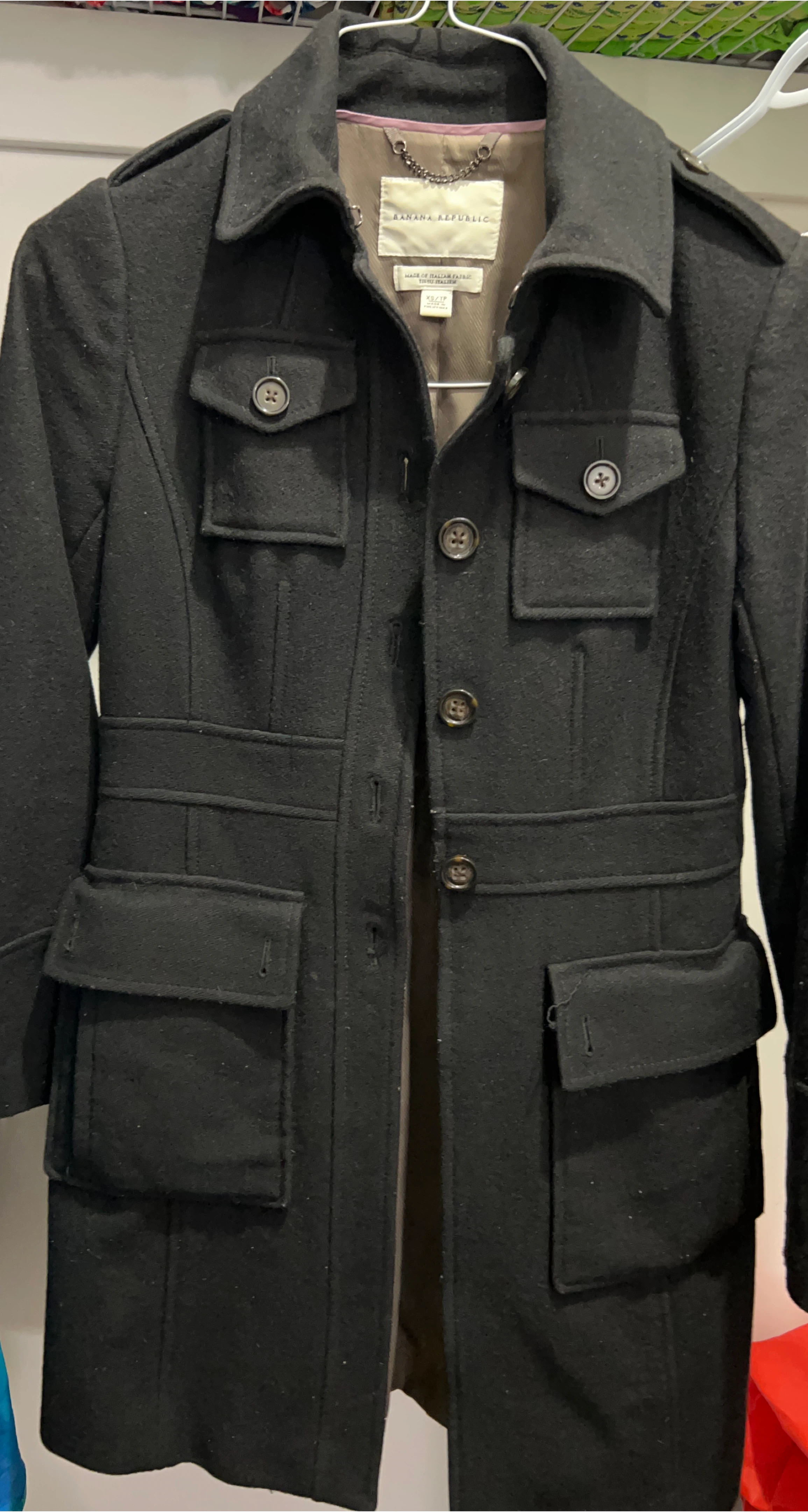 Banana Republic Black Wool Coat - Size XS/TP