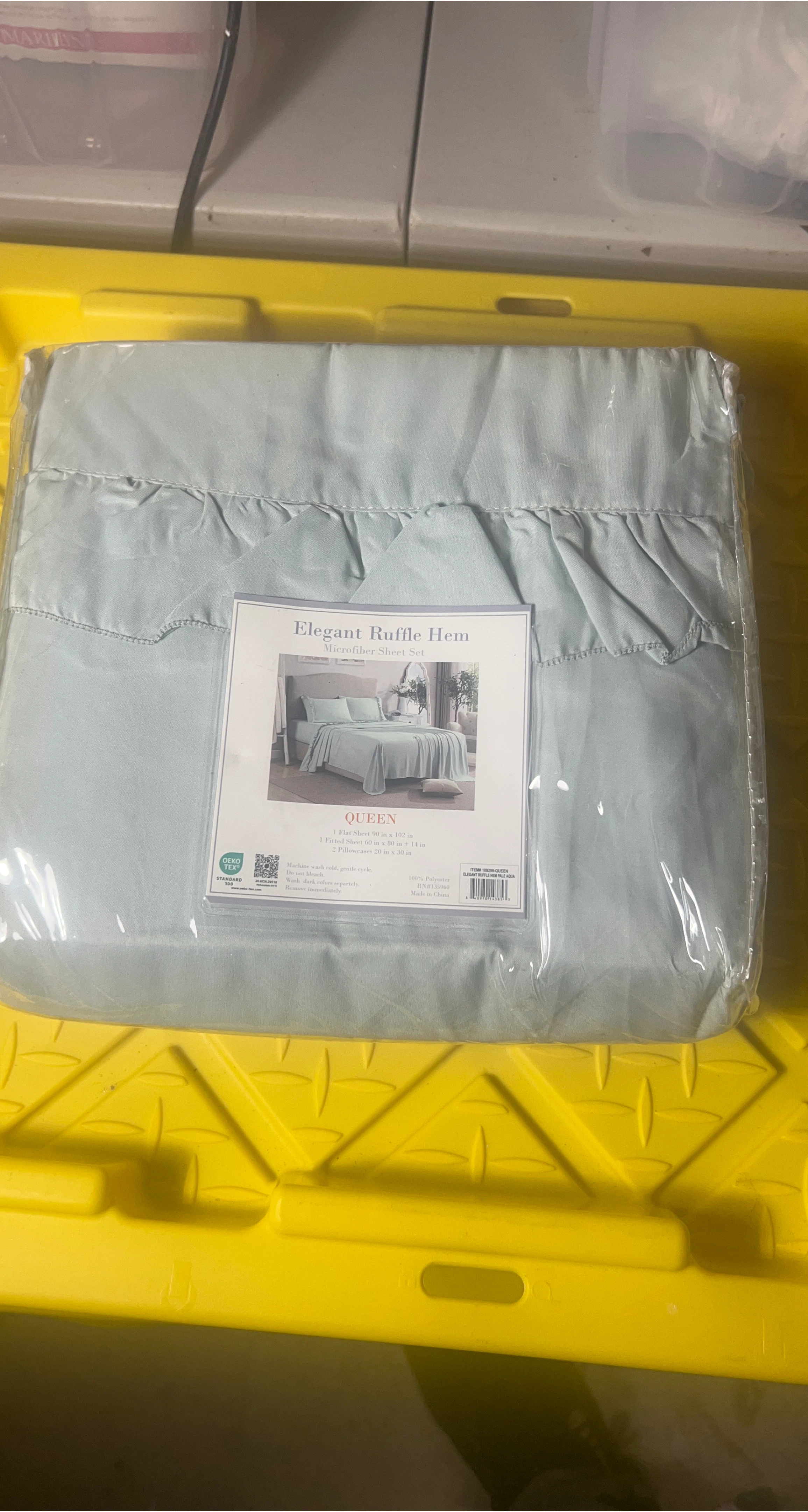 Elegant Ruffle Hem Queen Sheet Set - New thumbnail