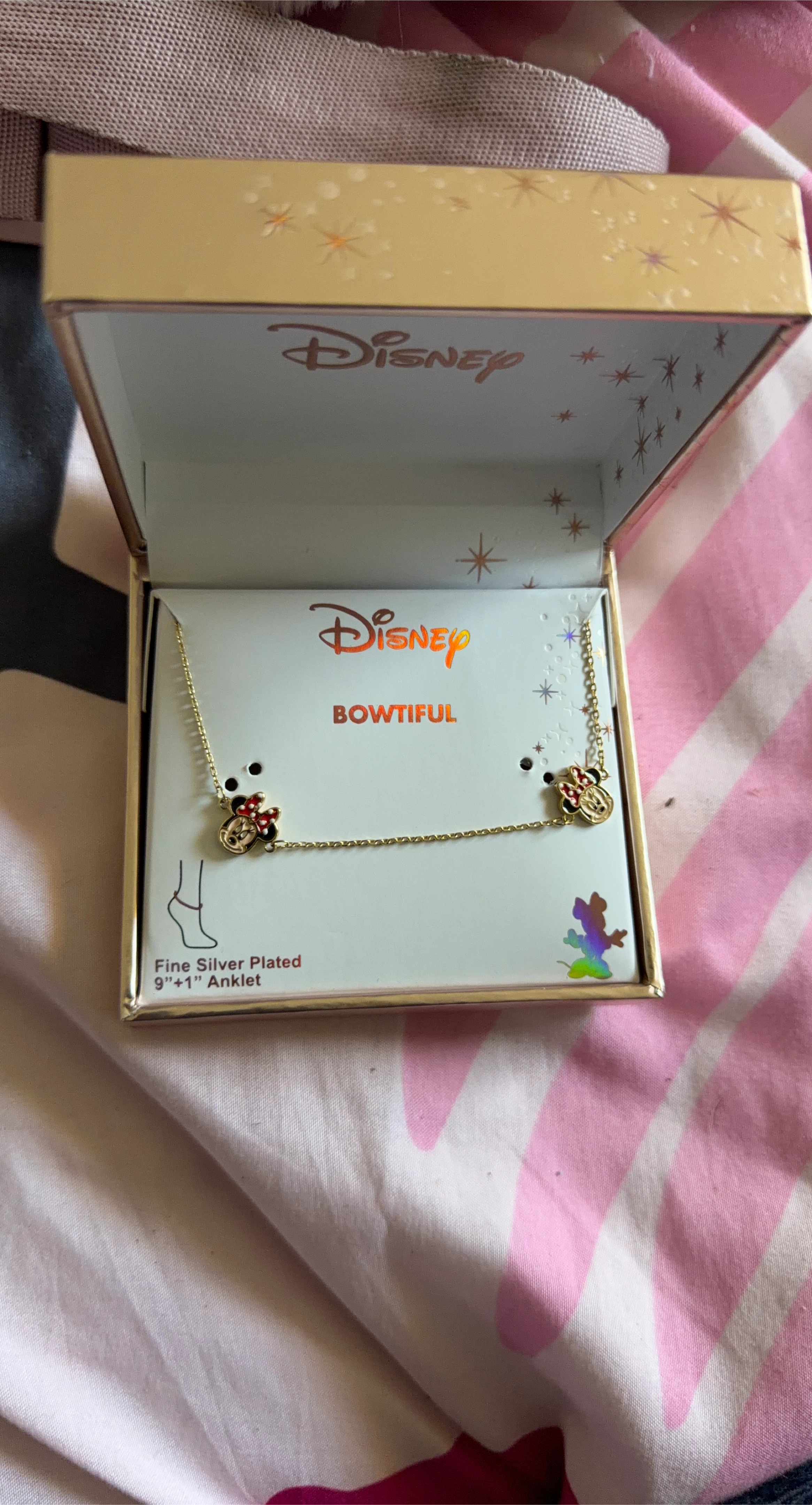 Disney Bowtiful Minnie Mouse Anklet - New in Box! image indicator(1)