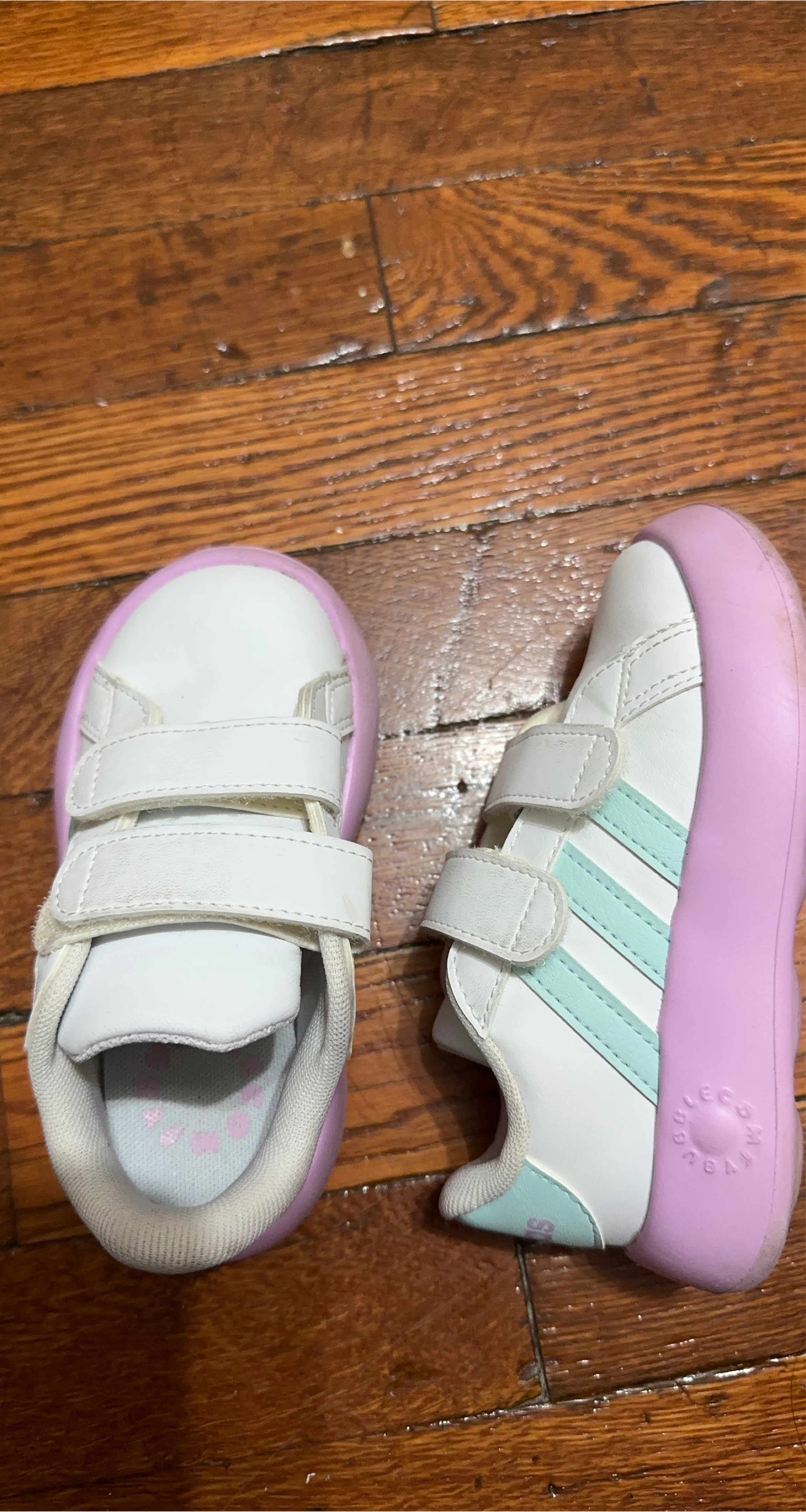 Adidas Kids White & Lavender Sneakers thumbnail