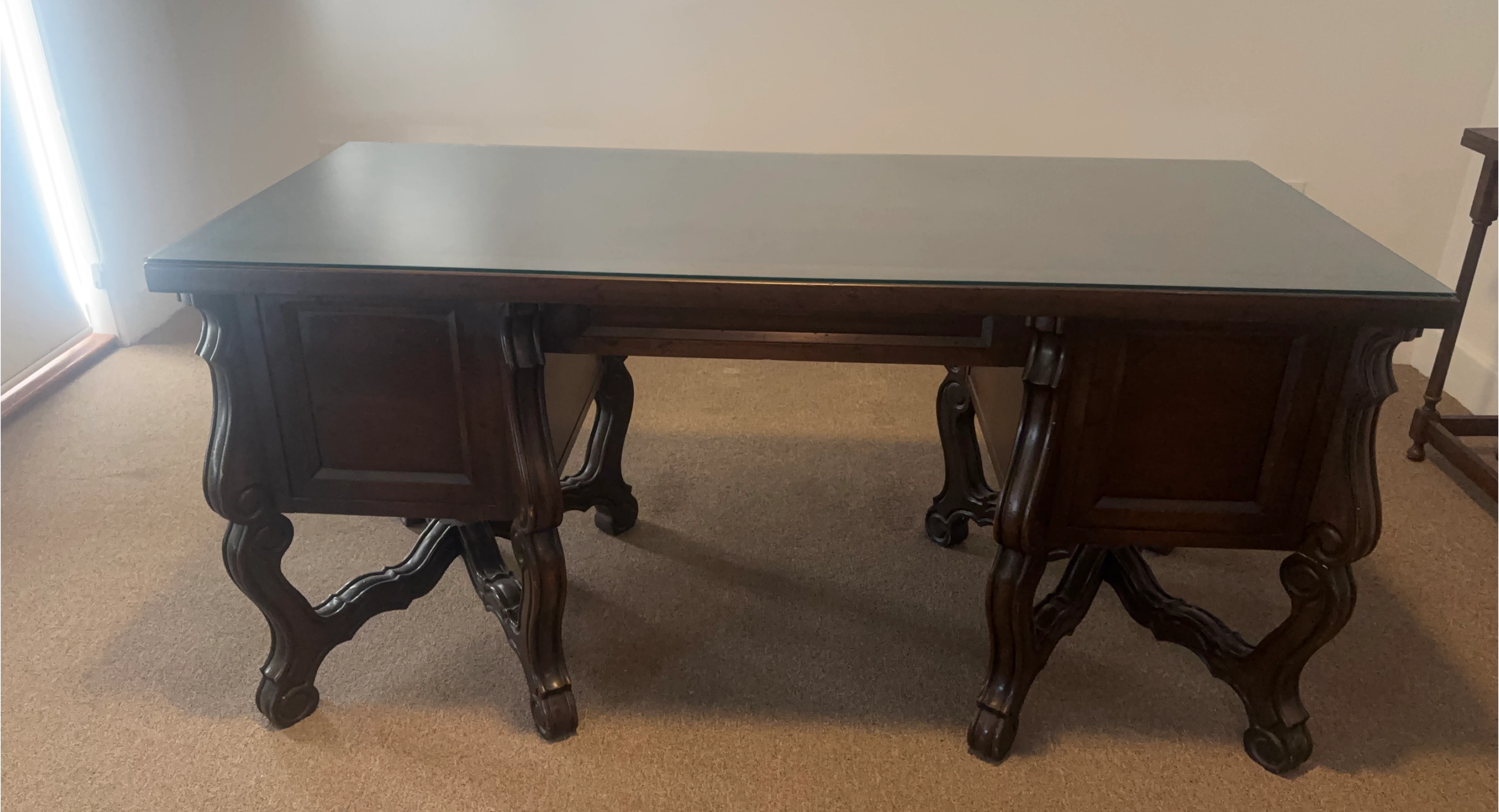 Antique Carved Wood Executive Desk thumbnail