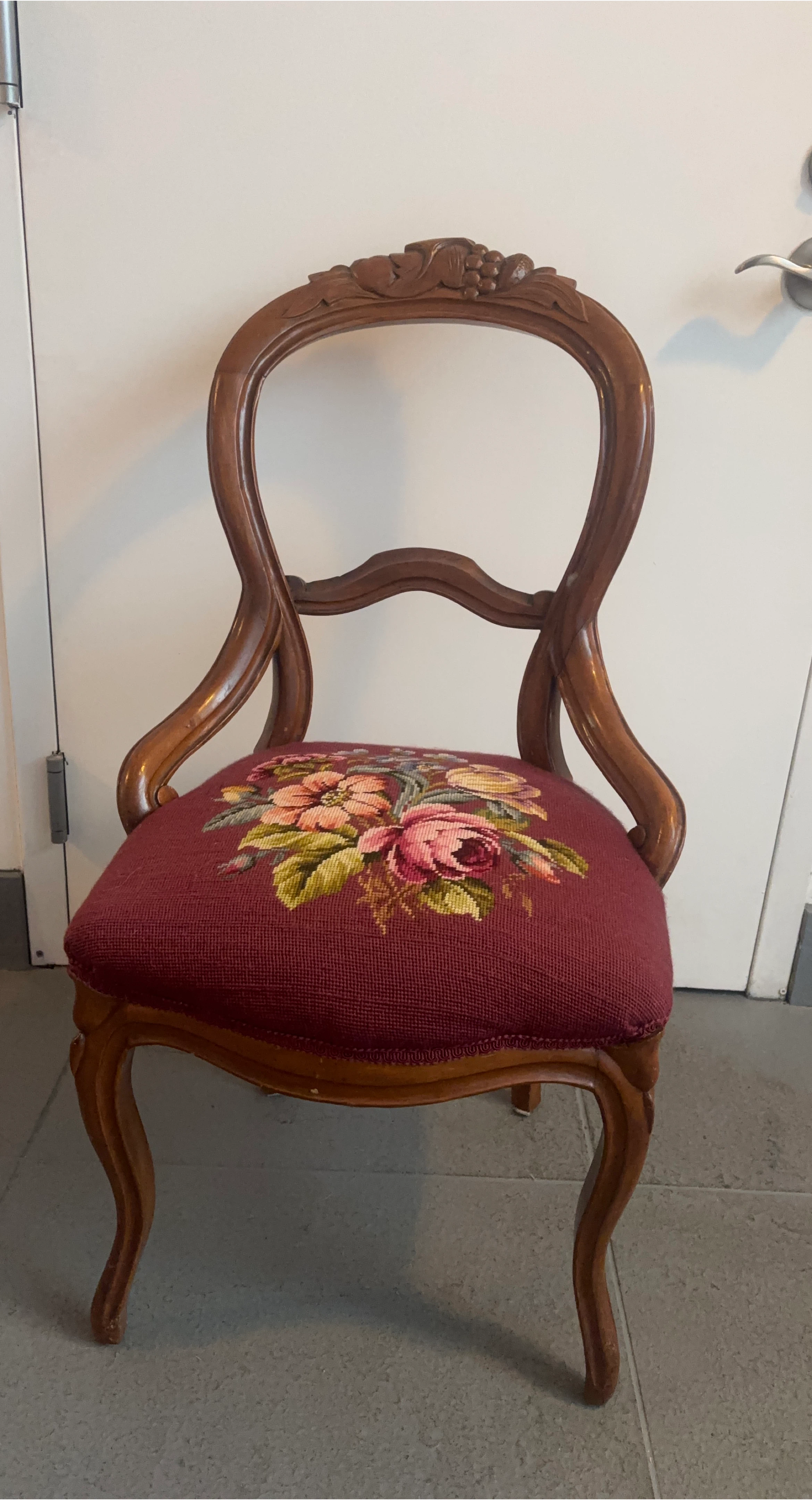 Antique Floral Needlepoint Chair thumbnail