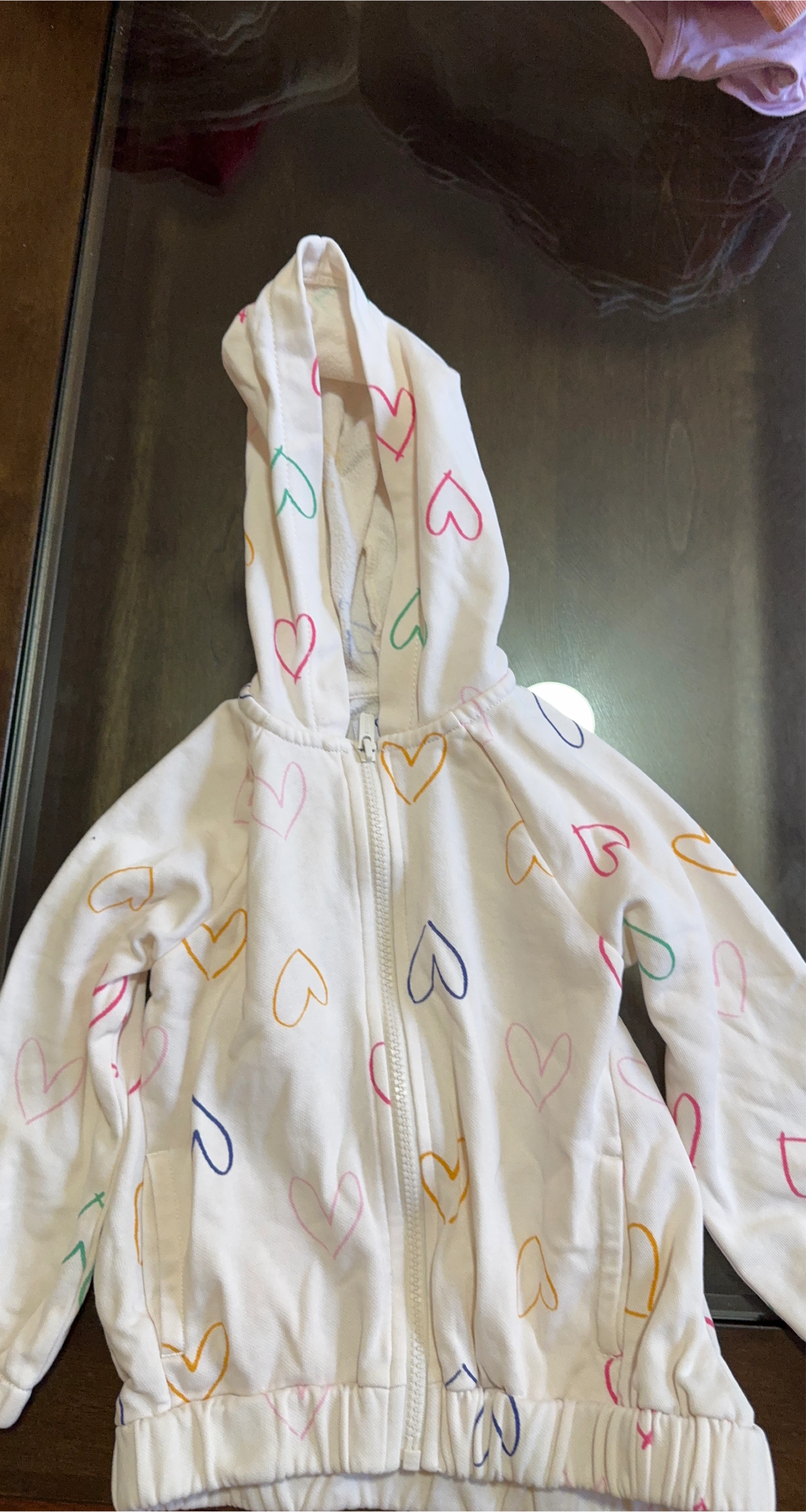 Heart Print Zip-Up Hoodie thumbnail