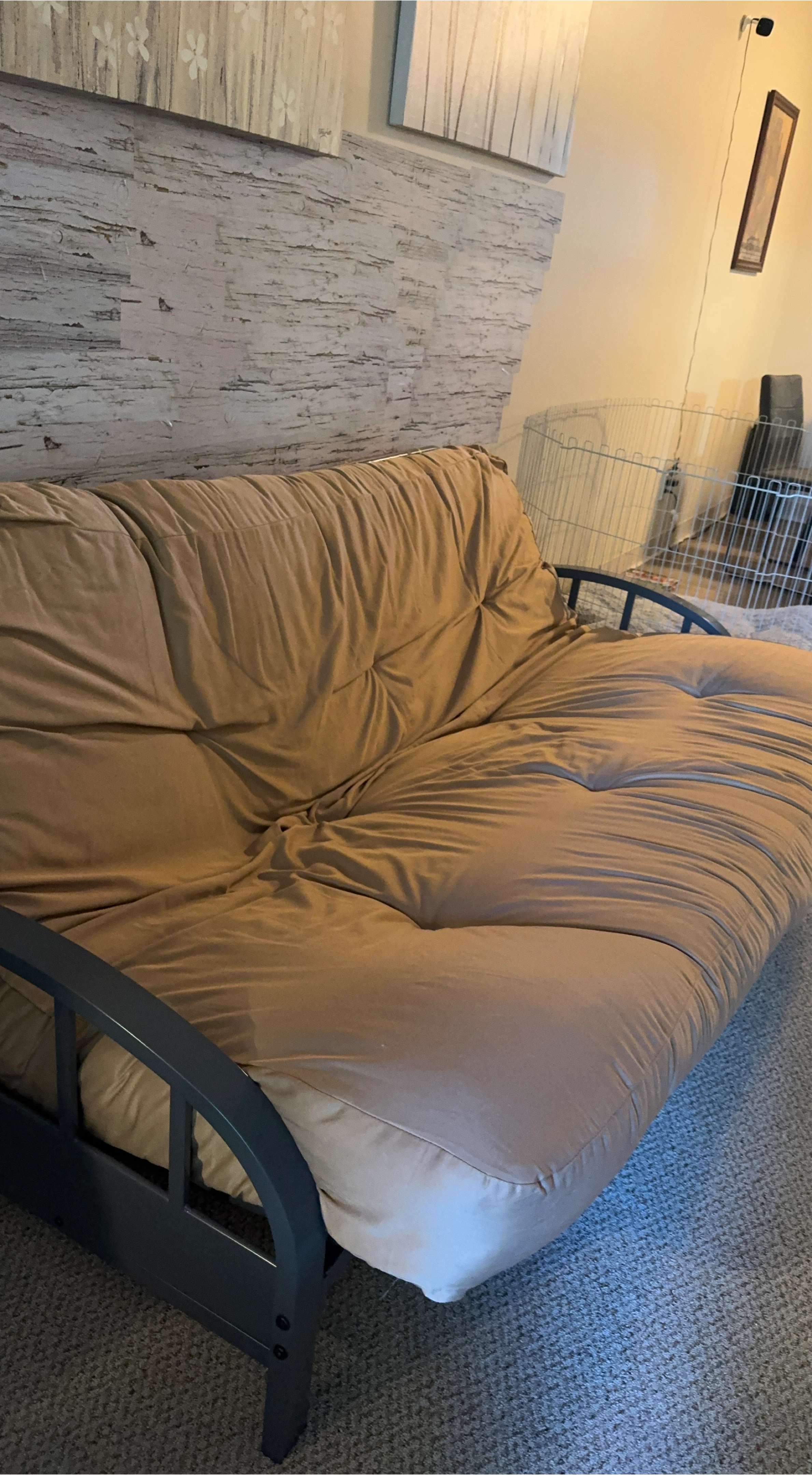 Brown Futon with Metal Frame thumbnail