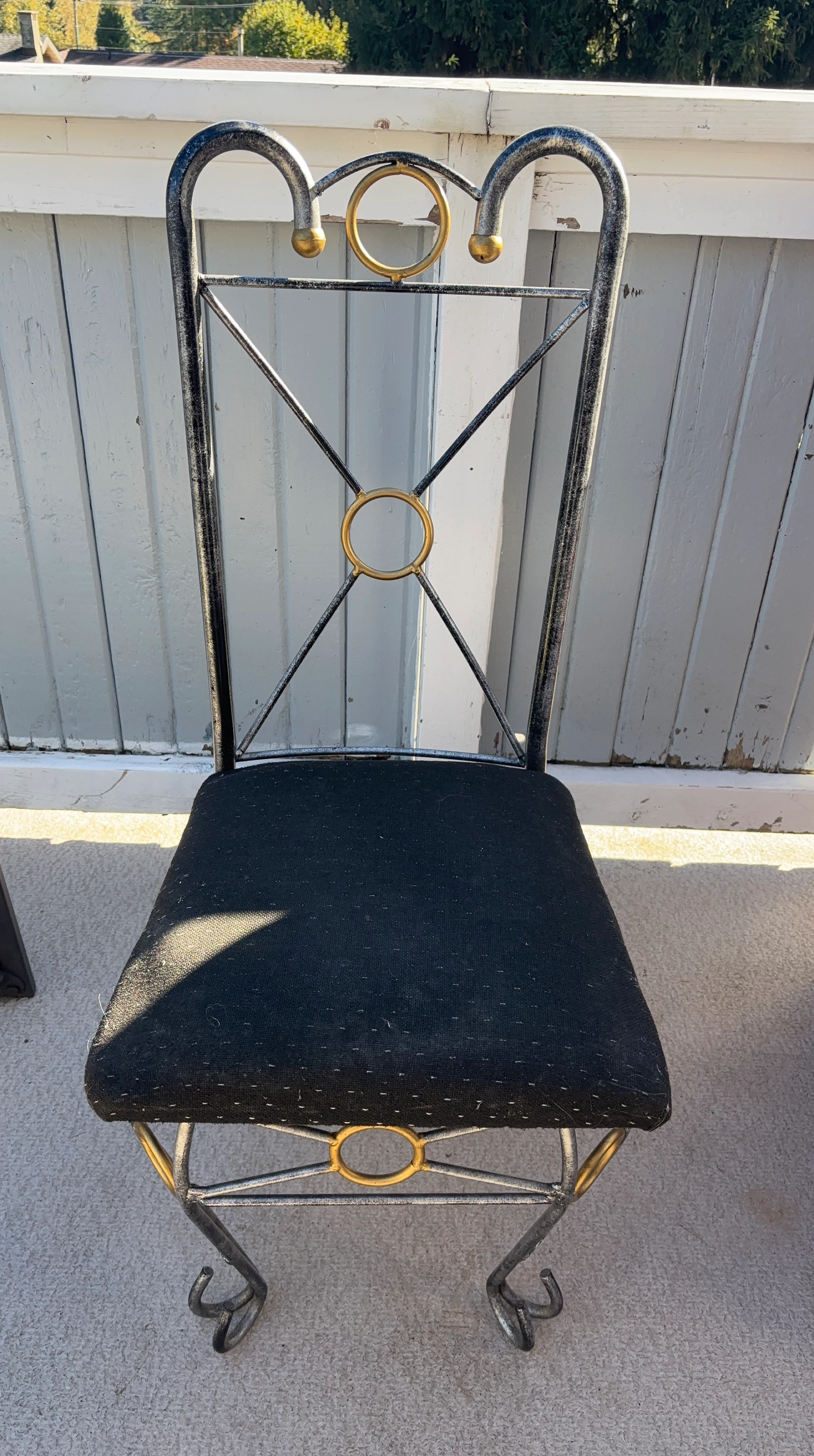 Black Metal Chair with Gold Accents thumbnail