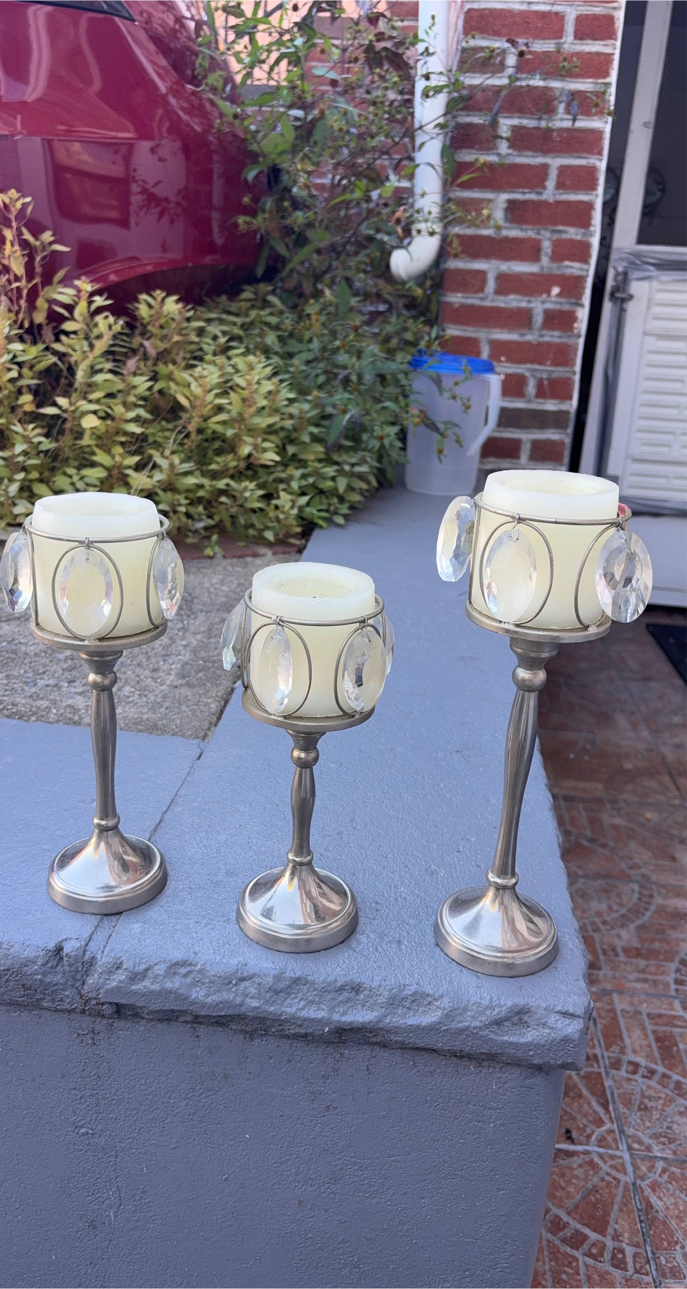 Candle Holders with Crystal Accents - Set of 3 thumbnail