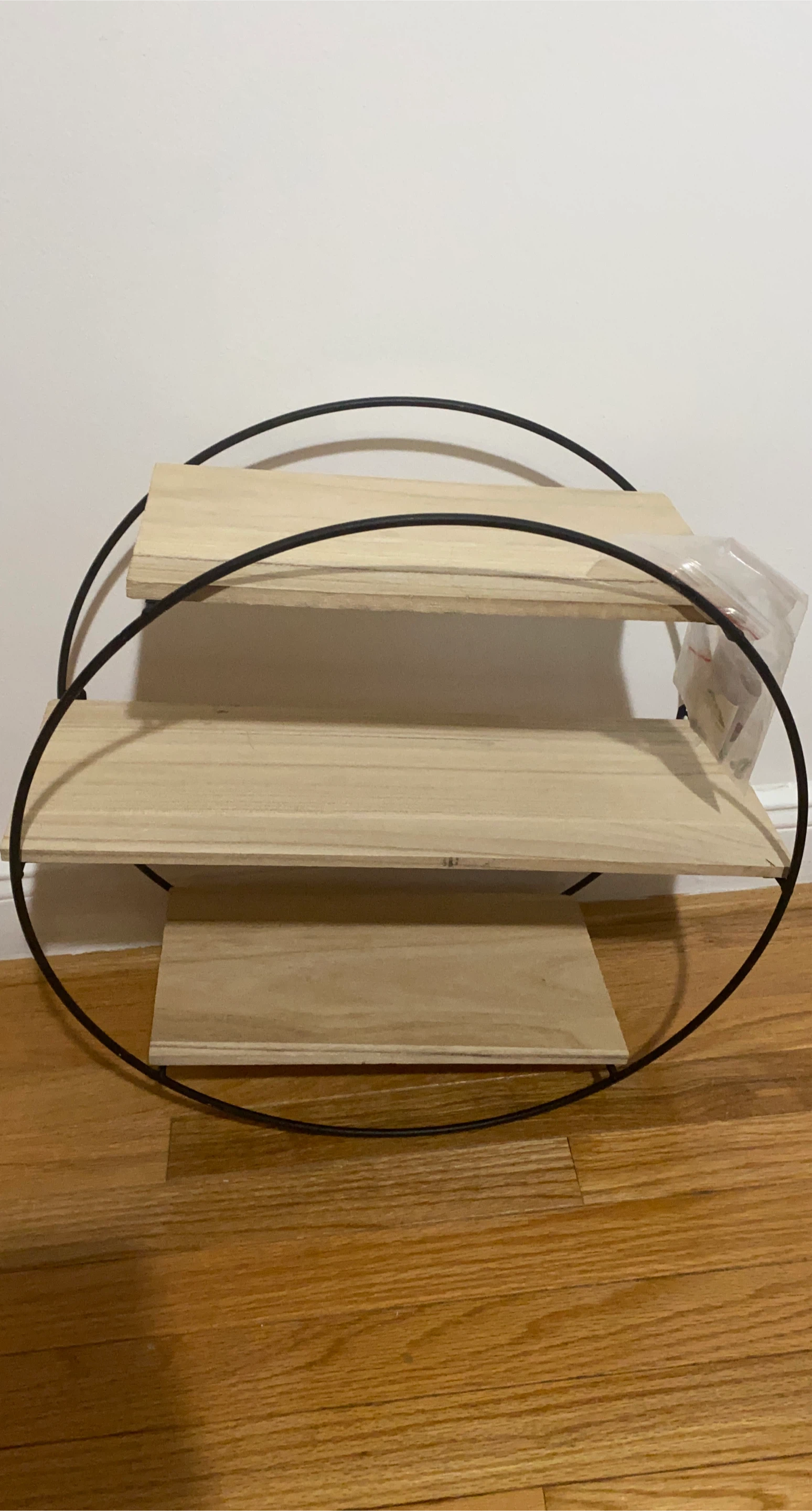 3-Tier Round Wooden Shelf