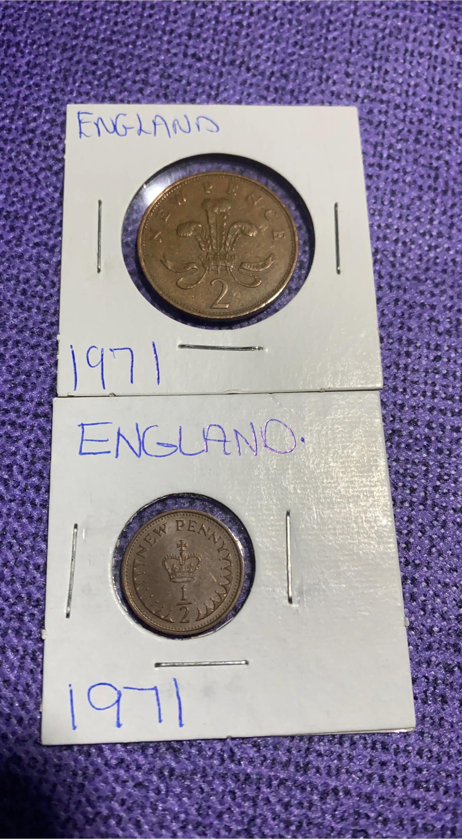 1971 England Two Pence & New Penny Coins thumbnail